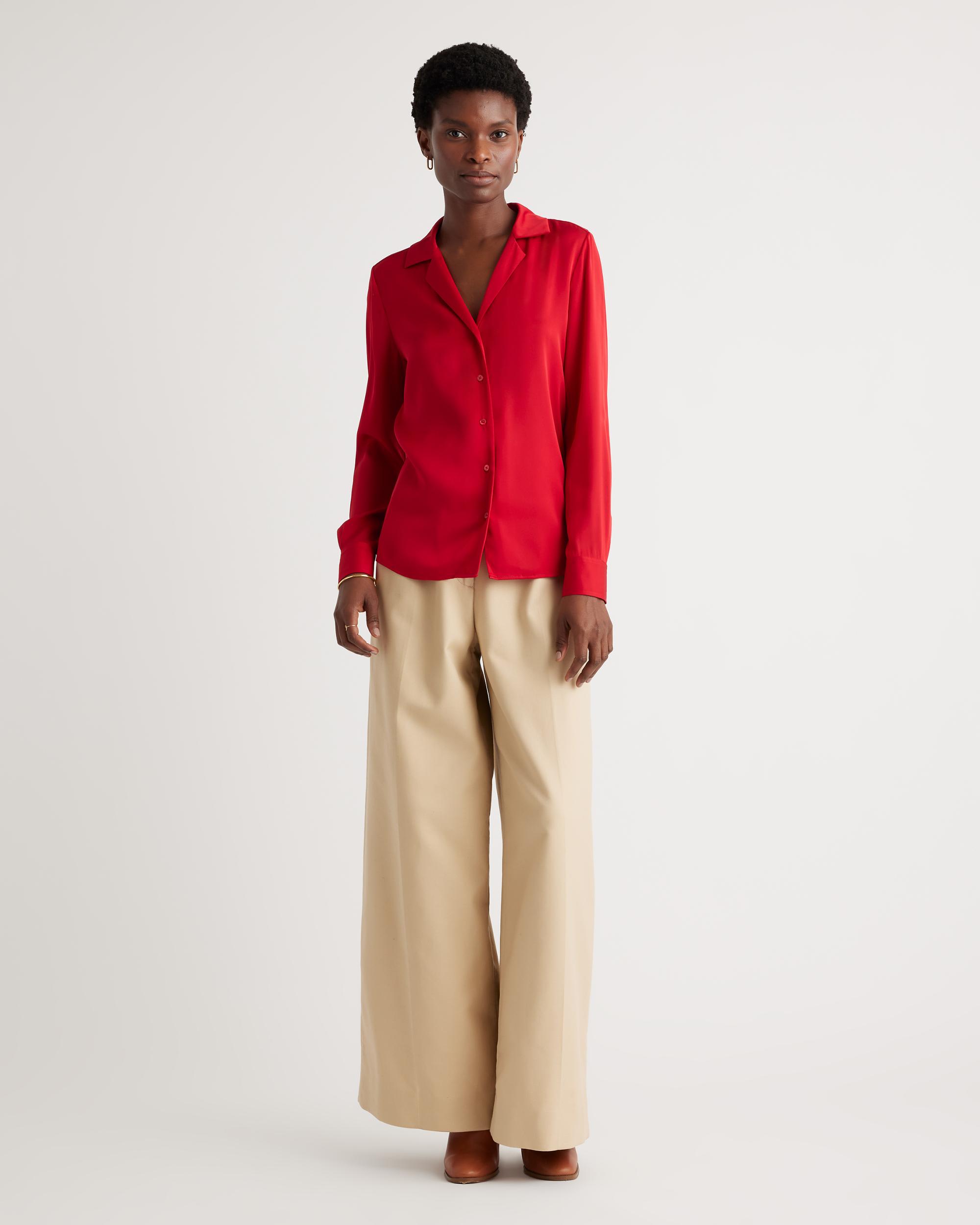 Quince | Women's Washable Stretch Silk Notch Collar Blouse Product Image