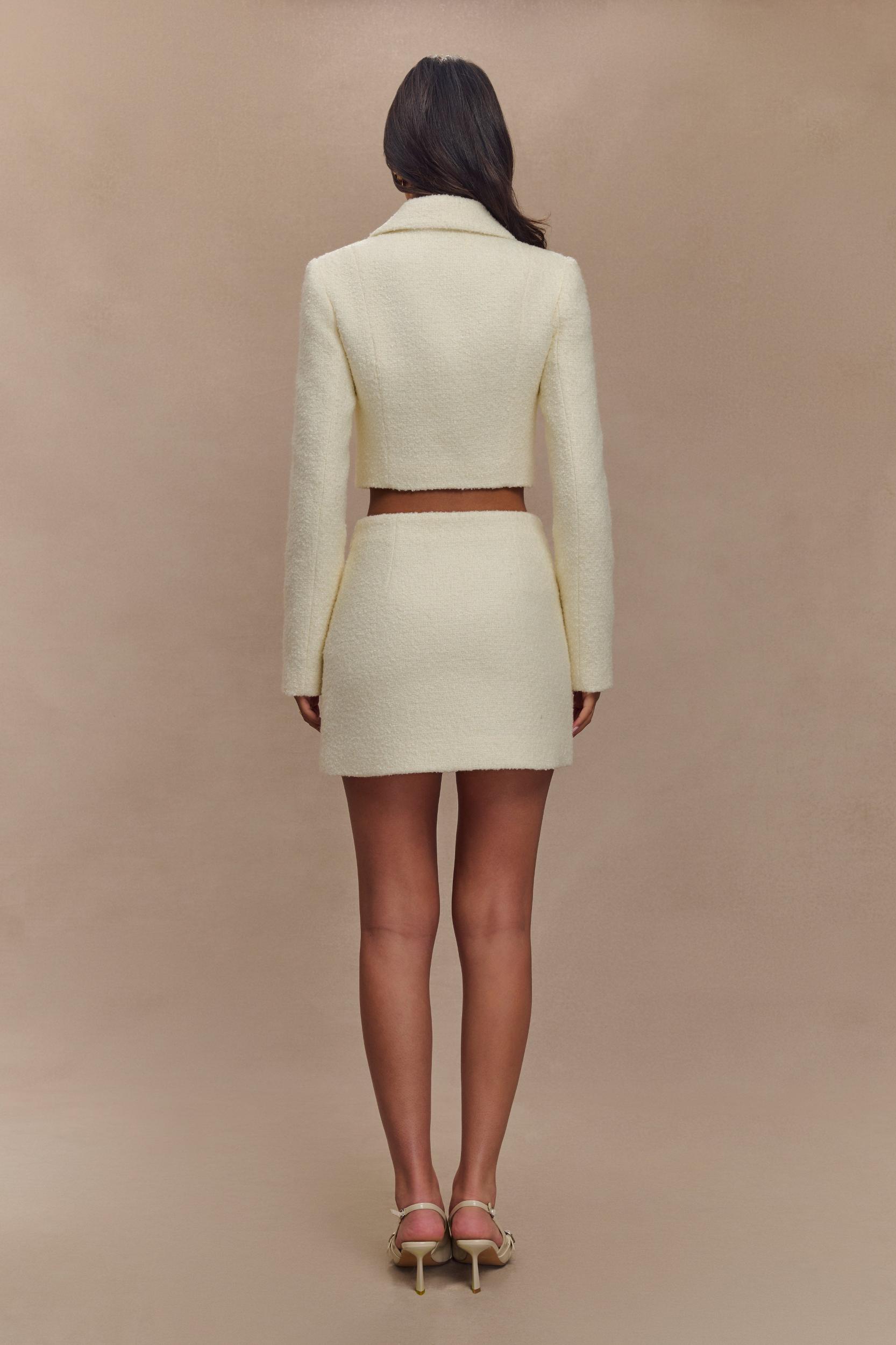 Mirelle Textured Boucle Mini Skirt - Ivory Product Image