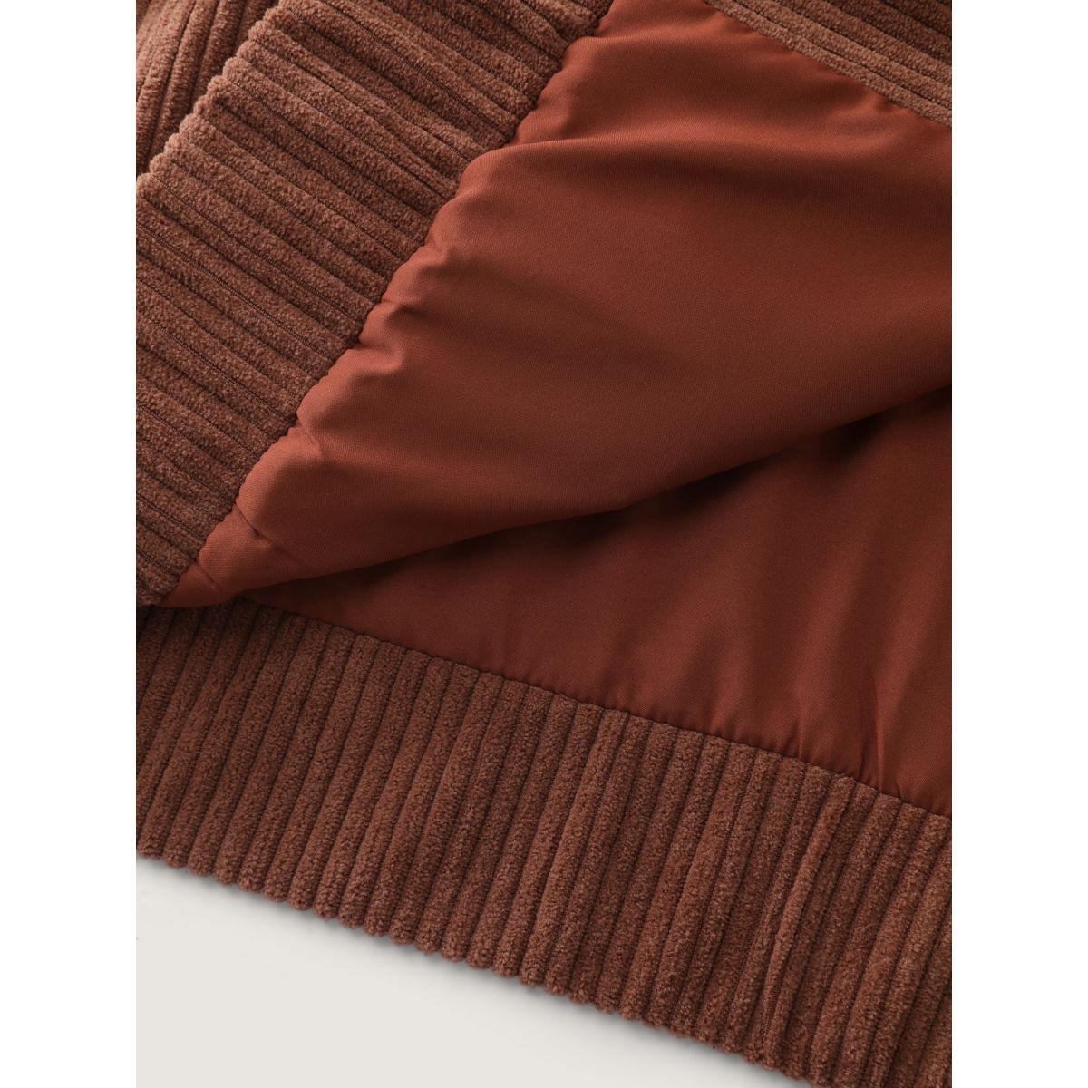 Plus Size Plaid Pattern Contrast Button Coat Women Browncoffeecolor Leisure Contrast Ladies Casual Winter Coats BloomChic 26/4X Product Image