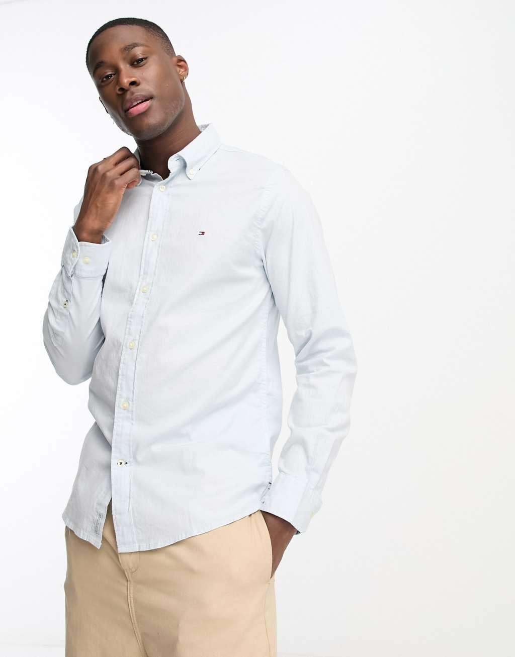 Tommy Hilfiger oxford shirt with stretch in slim fit in blue Product Image