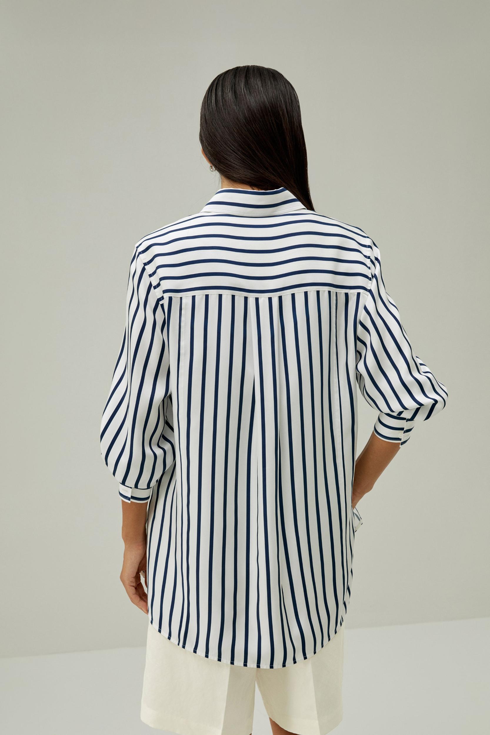 Oversized Palma Stripe Silk Shirt Product Image