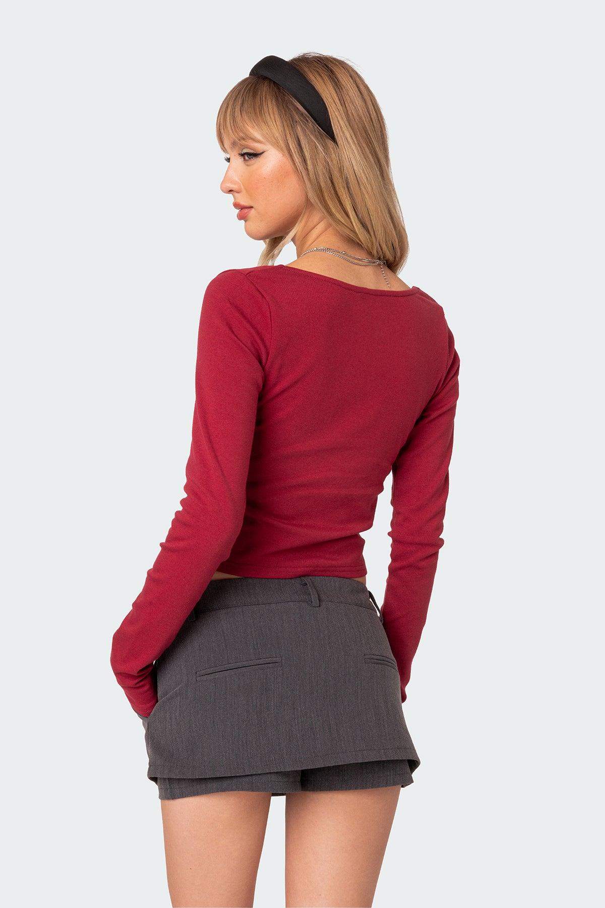 Nat Ruched V Neck Top Product Image