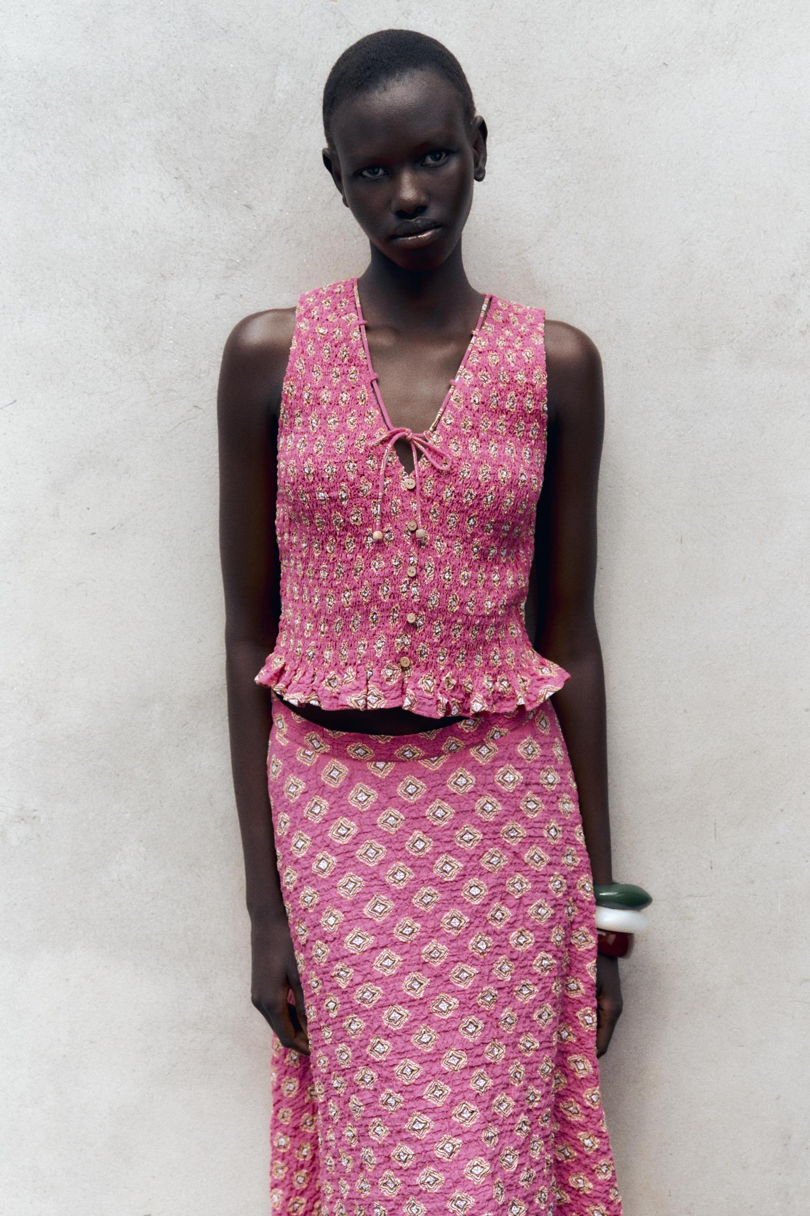 SMOCKED PRINT TOP Product Image