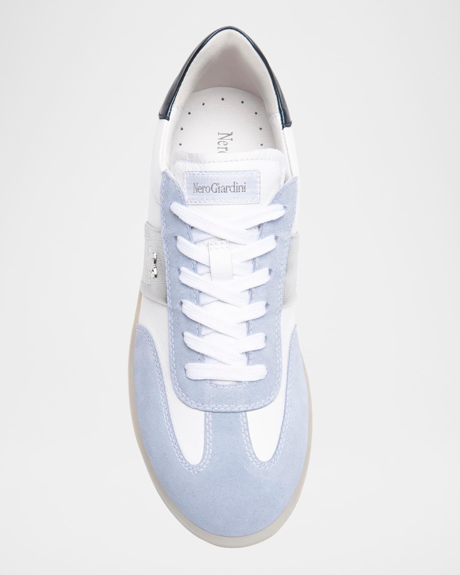 Mixed Leather Low-Top Tennis Sneakers Product Image