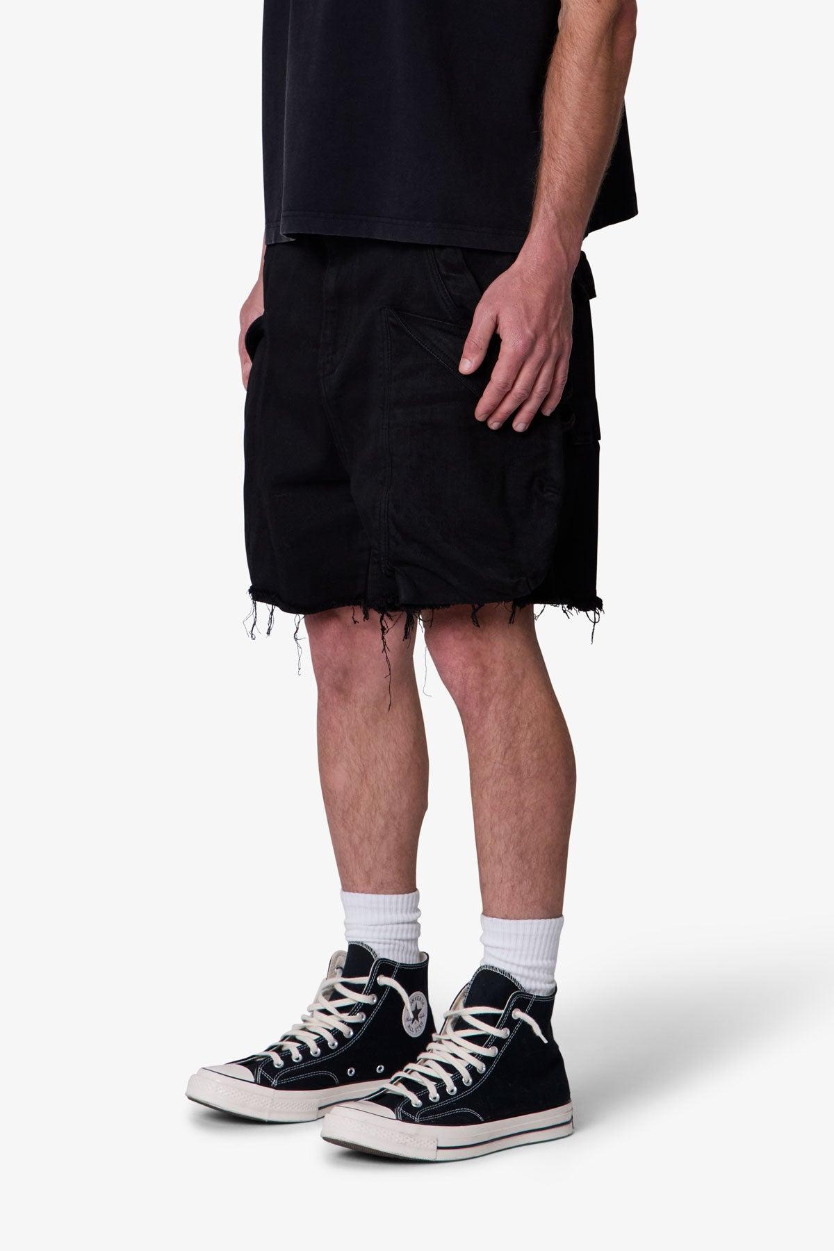 Roughed Pocket Cargo Shorts - Black Product Image