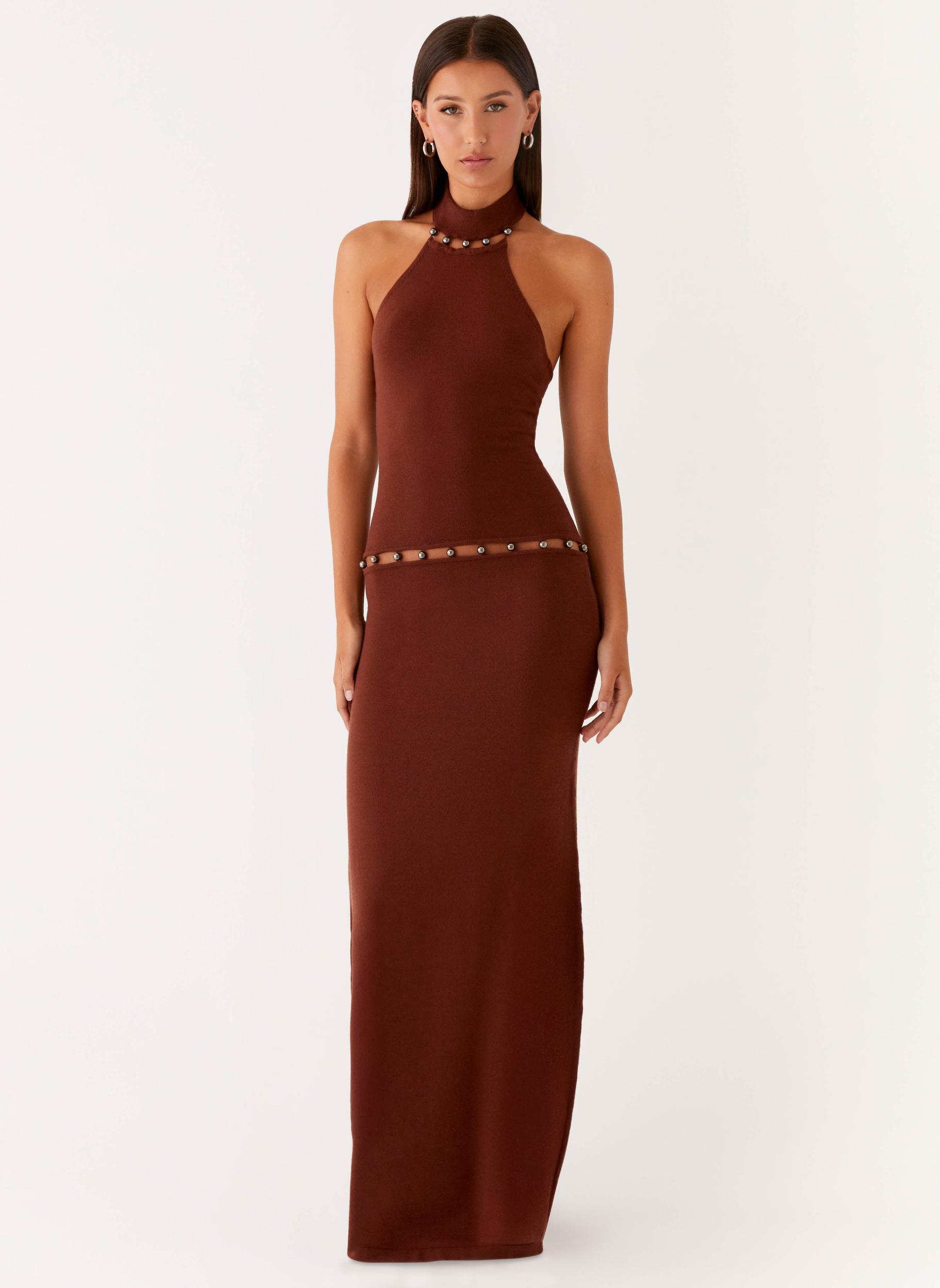 Opaline Knit Maxi Dress - Chocolate Product Image