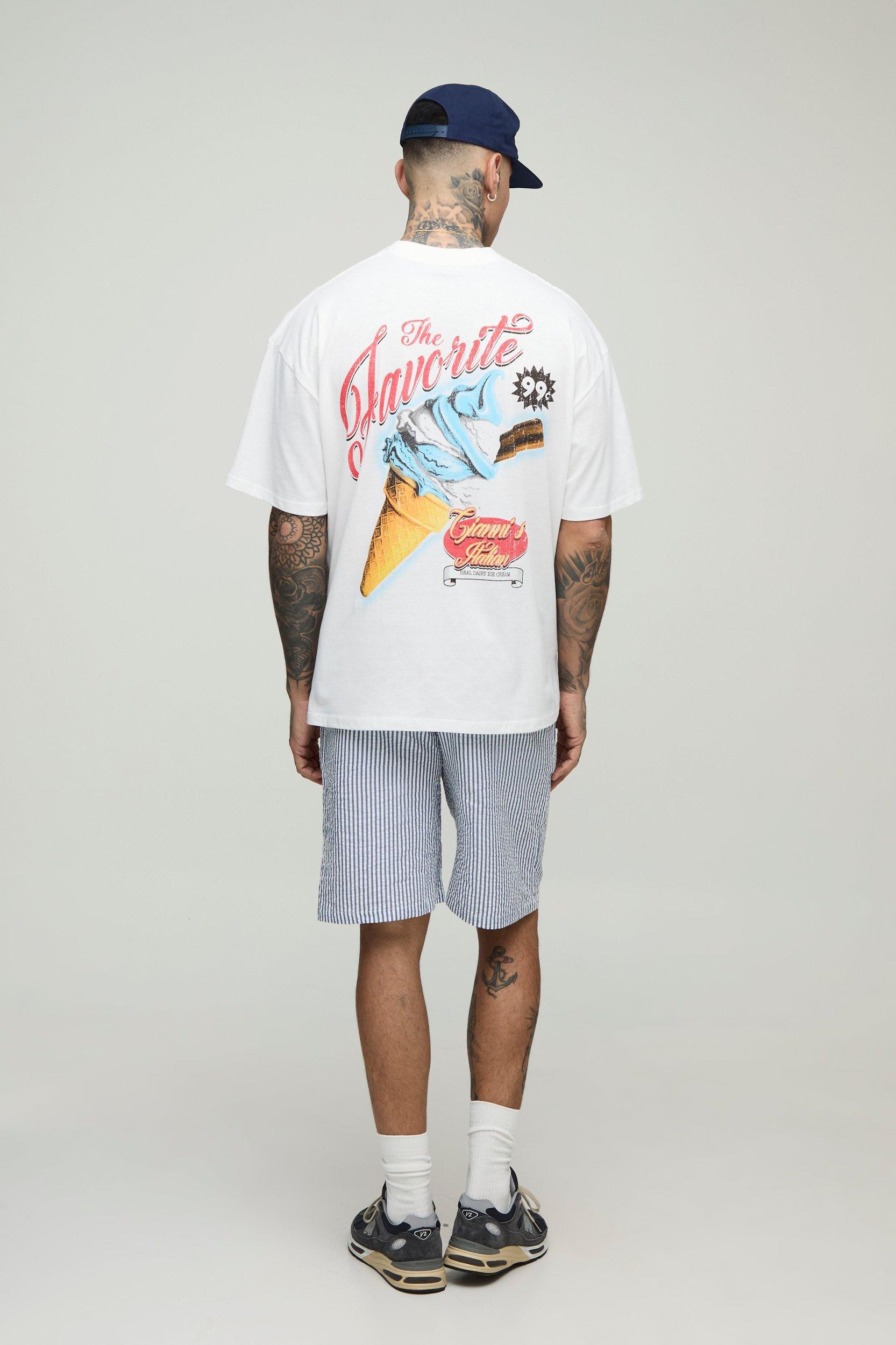 Tall Oversized Ice Cream Printed T-Shirt | boohooMAN USA Product Image