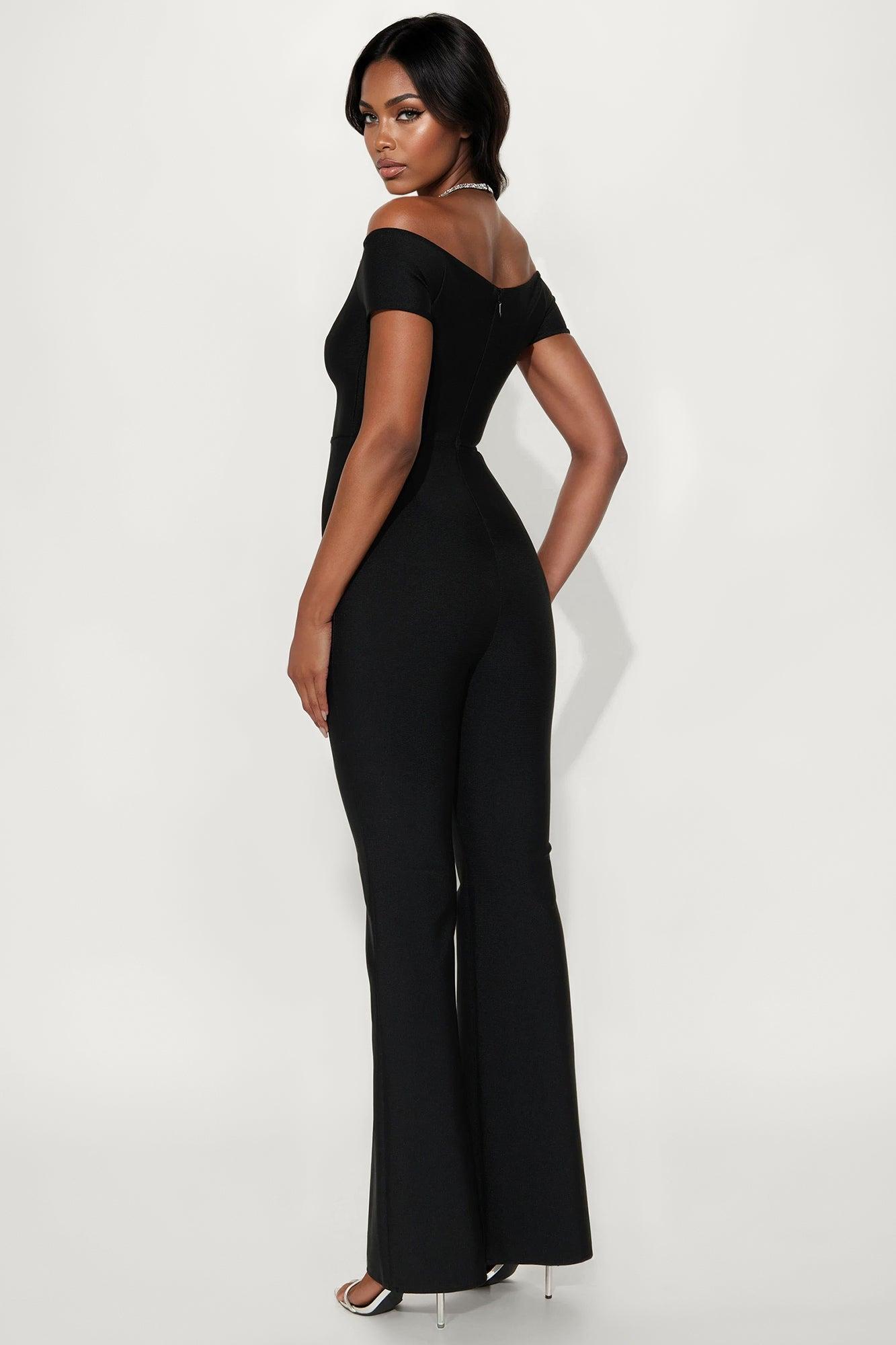 Sienna Bandage Off Shoulder Jumpsuit - Black Female Product Image