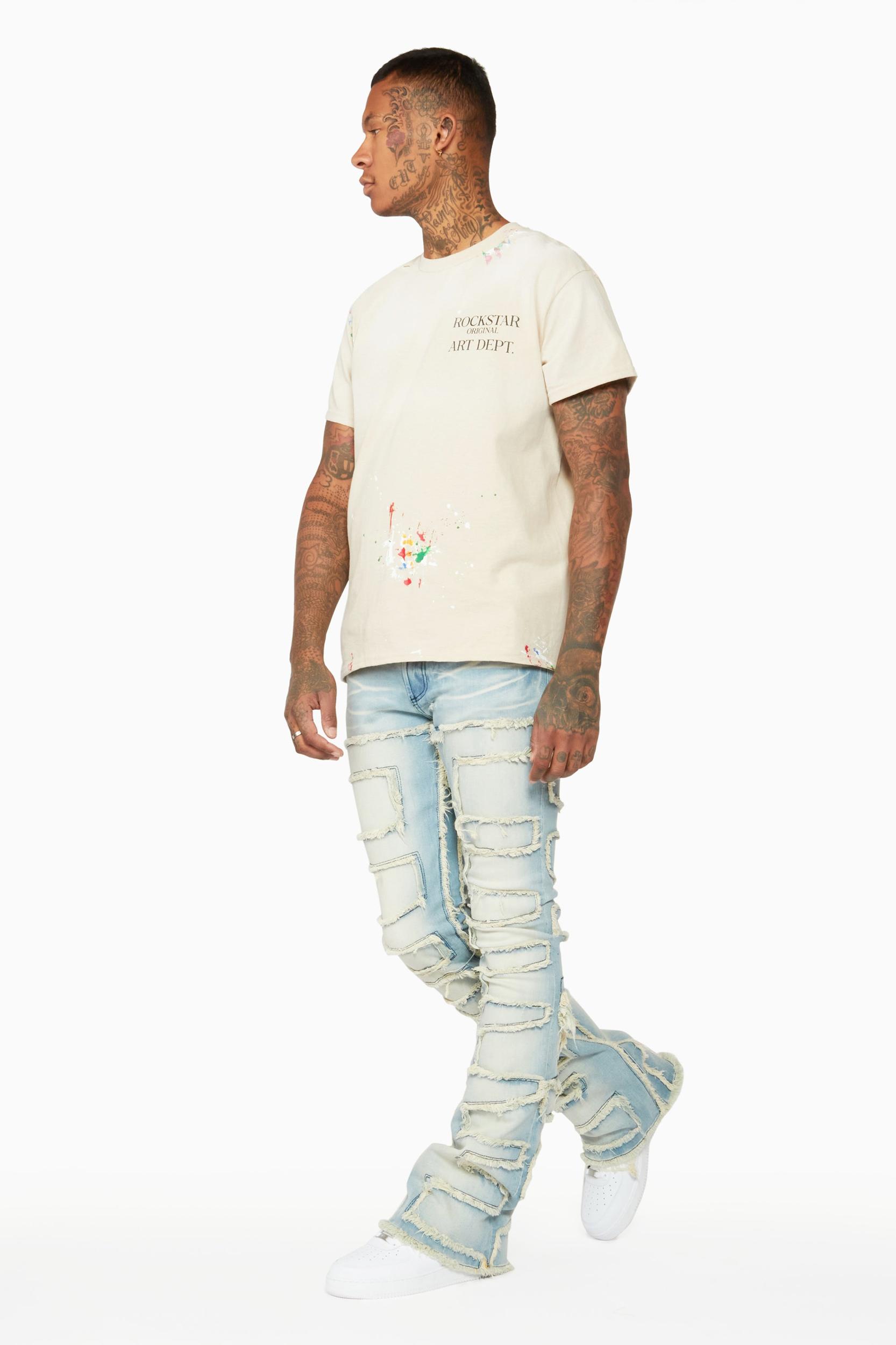 Shake Light Blue Stacked Flare Jean Male Product Image