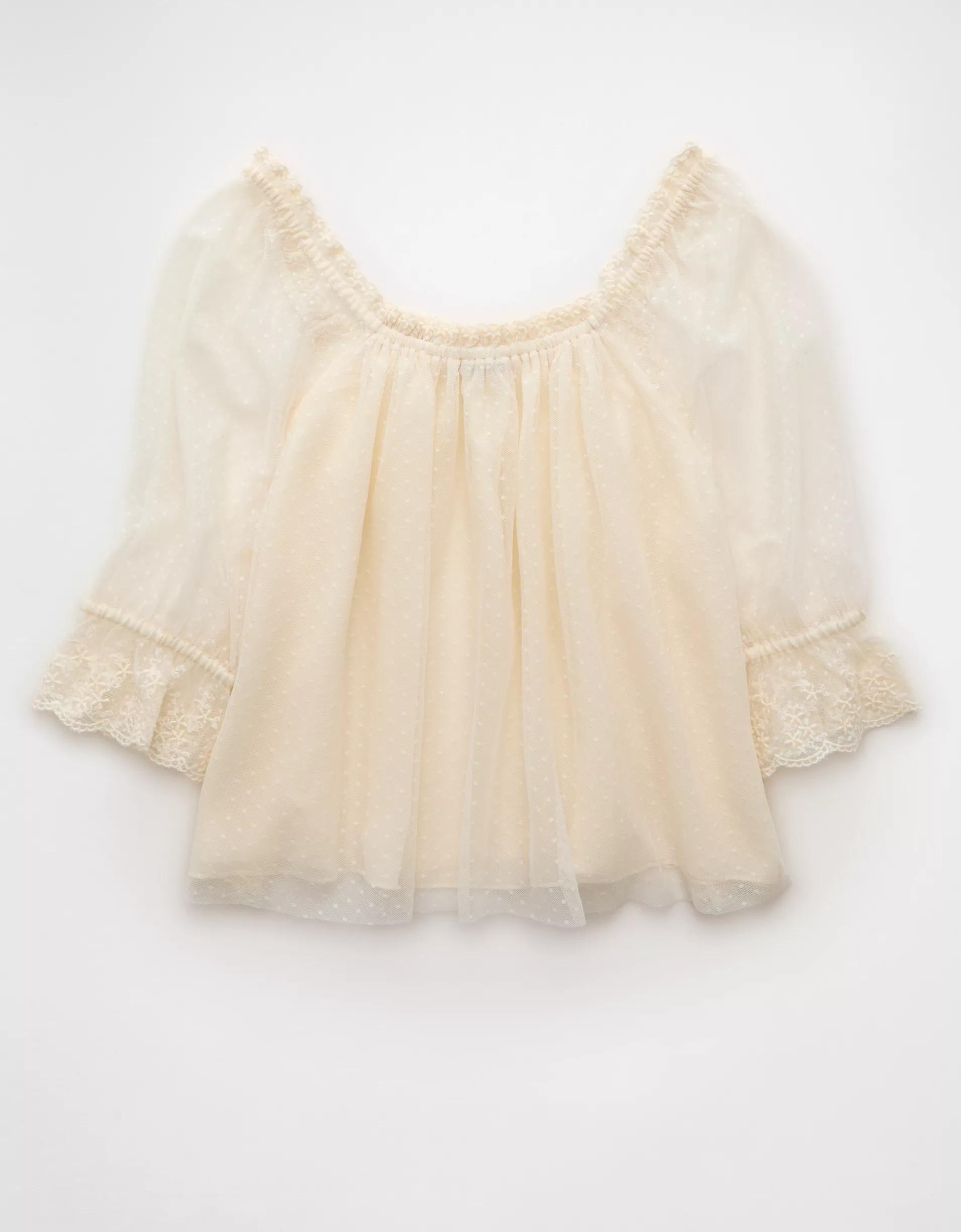 AE Square Neck Mesh Blouse Product Image