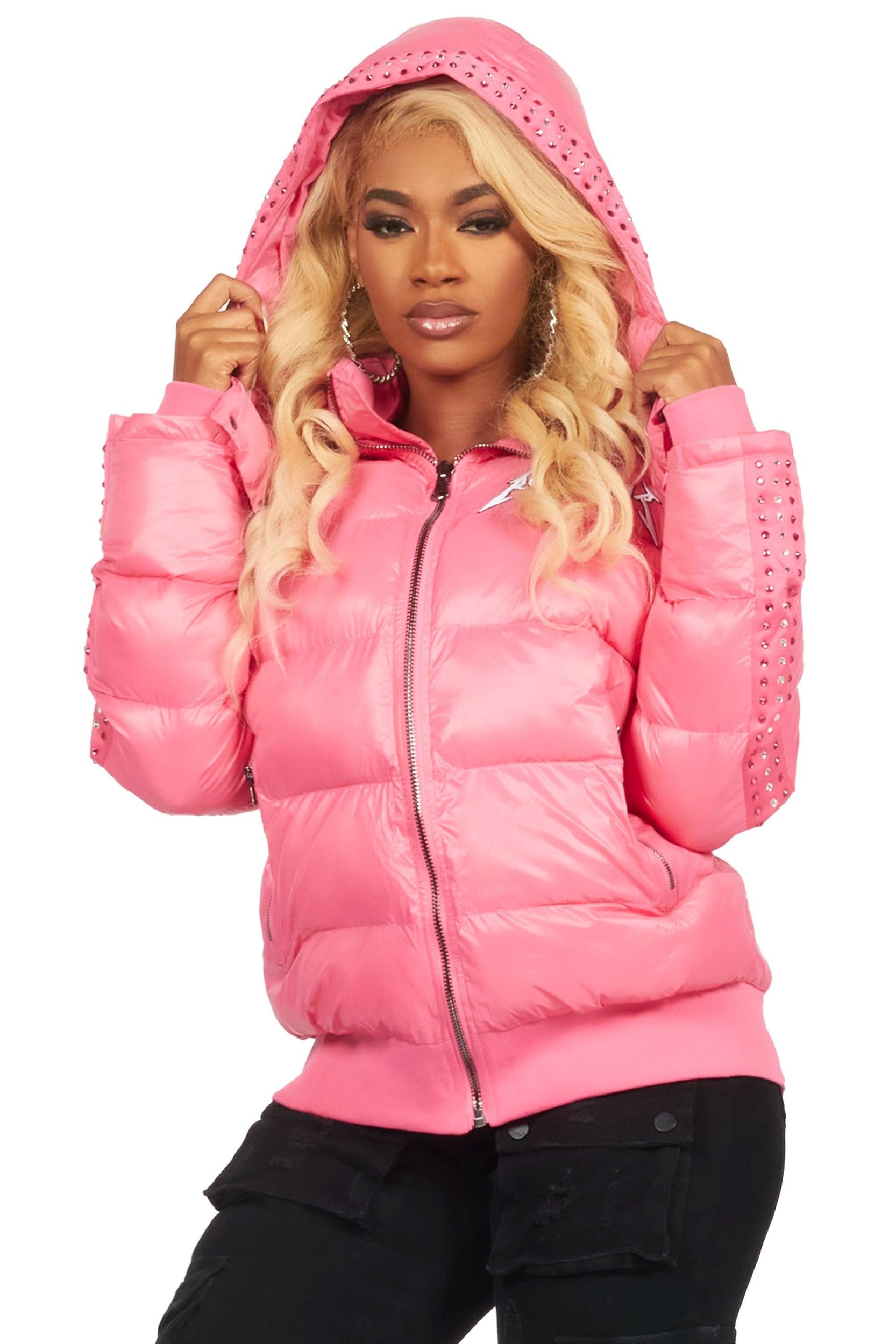 Banklee Pink Puffer Jacket Female Product Image