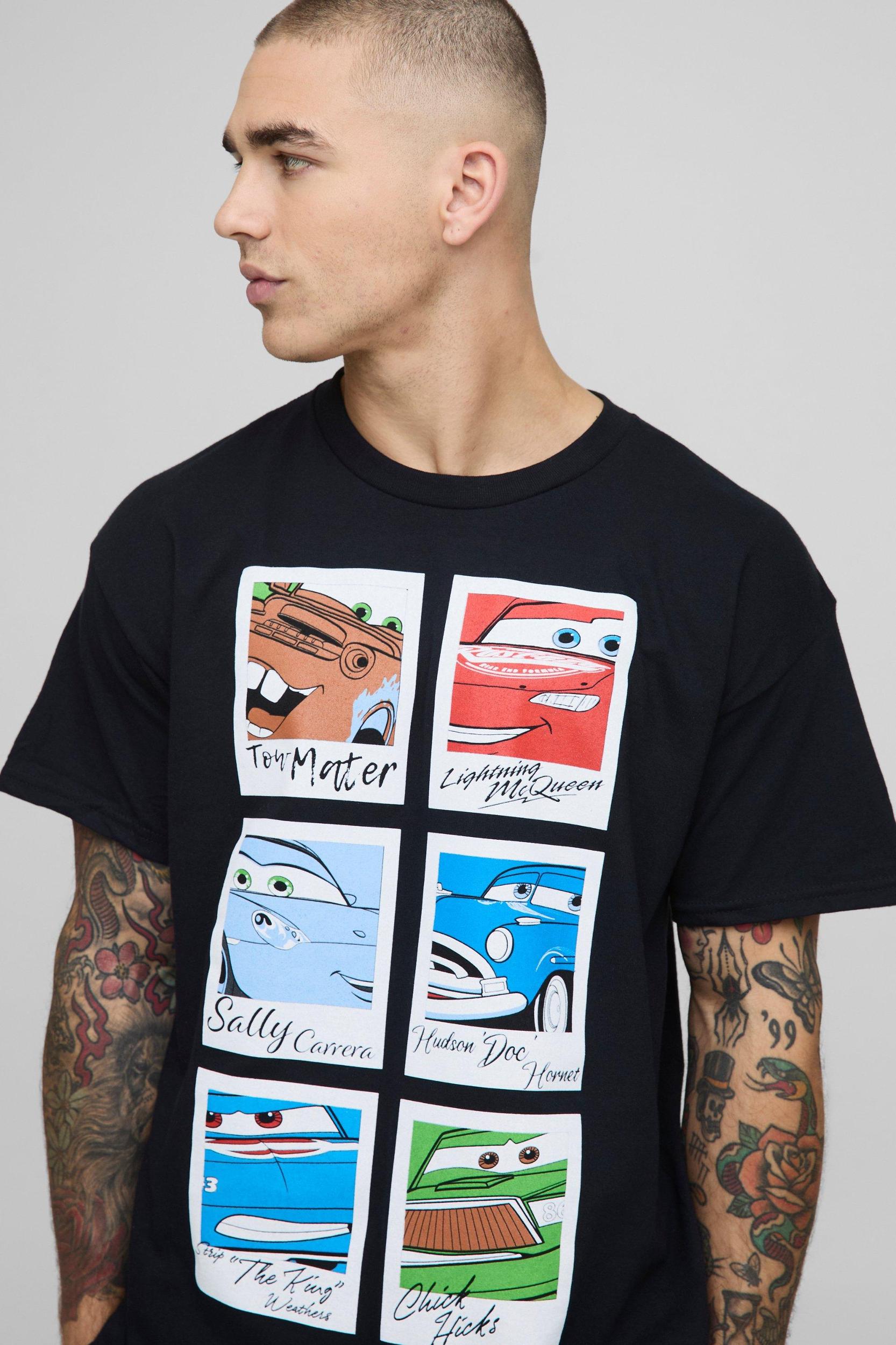 Oversized Disney Cars Multi Character License Graphic T Shirt | boohooMAN USA Product Image