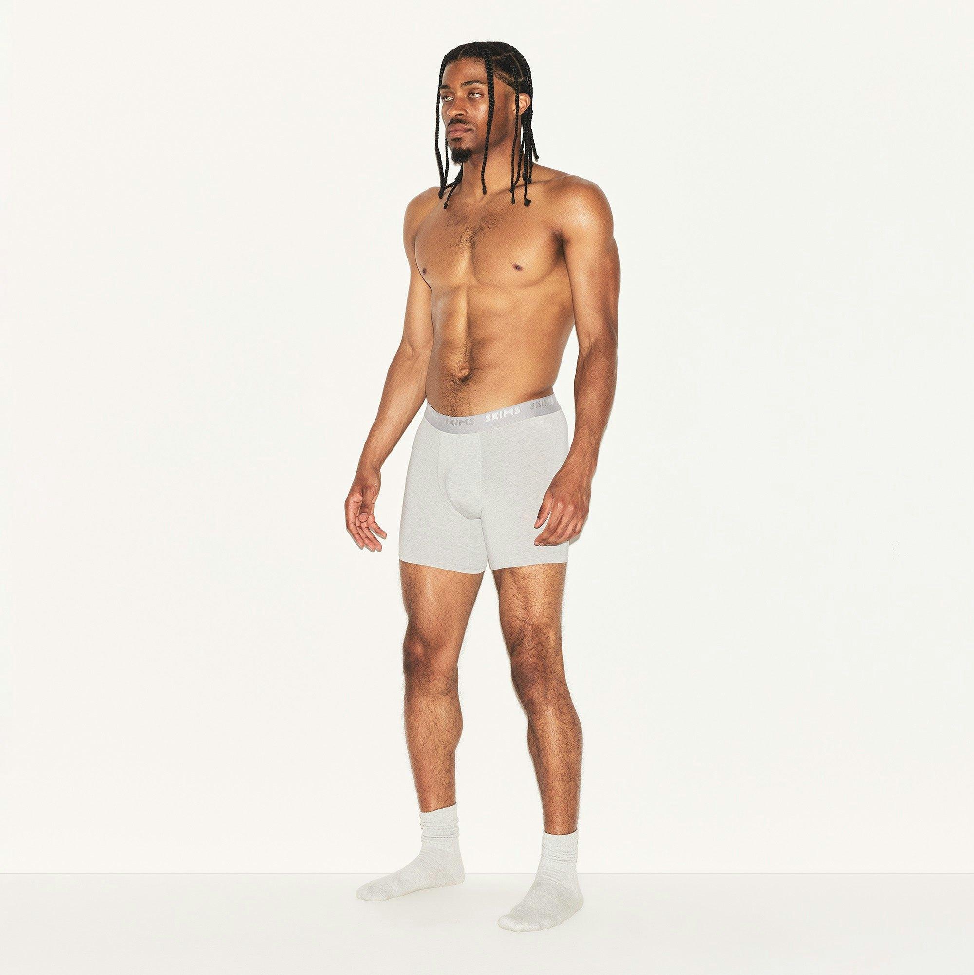 SKIMS STRETCH MENS 5" BOXER BRIEF | LIGHT HEATHER GREY Product Image
