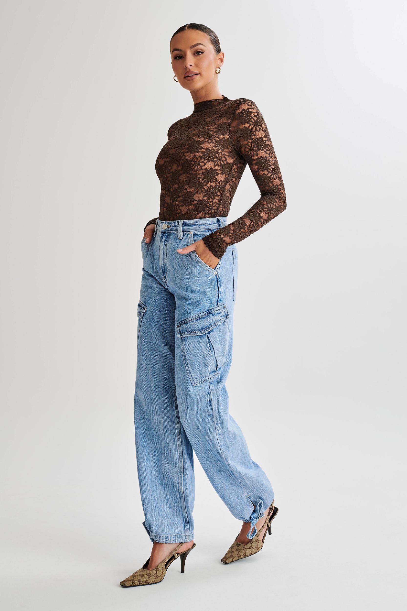 Renata Lace Long Sleeve Bodysuit - Chocolate Product Image