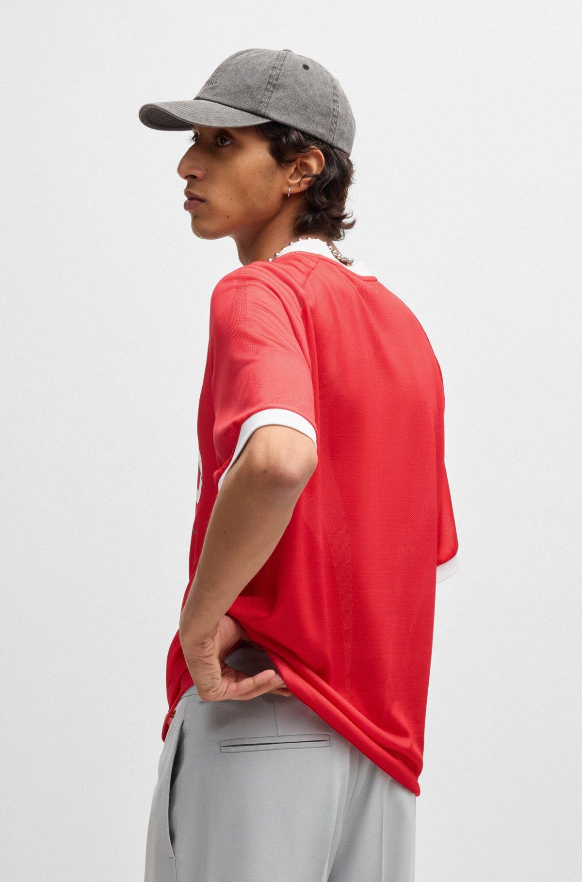 Relaxed-fit football-style mesh T-shirt with seasonal print Product Image