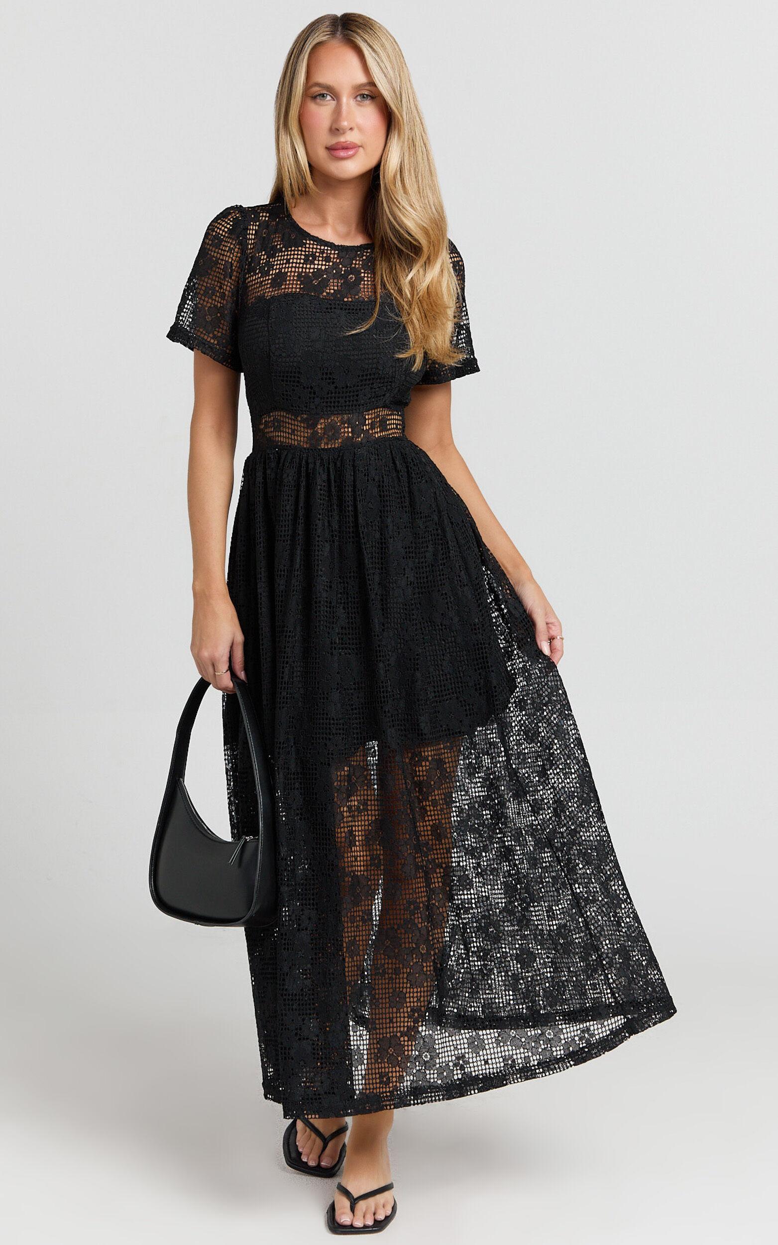 Leon Midi Dress - Short Sleeve Dress in Black Product Image