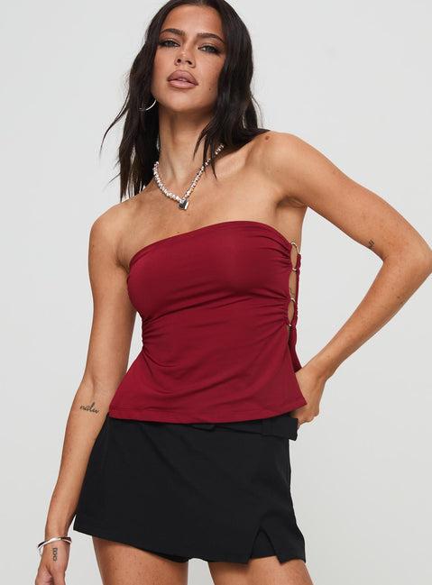 Round The World Strapless Top Burgundy Product Image