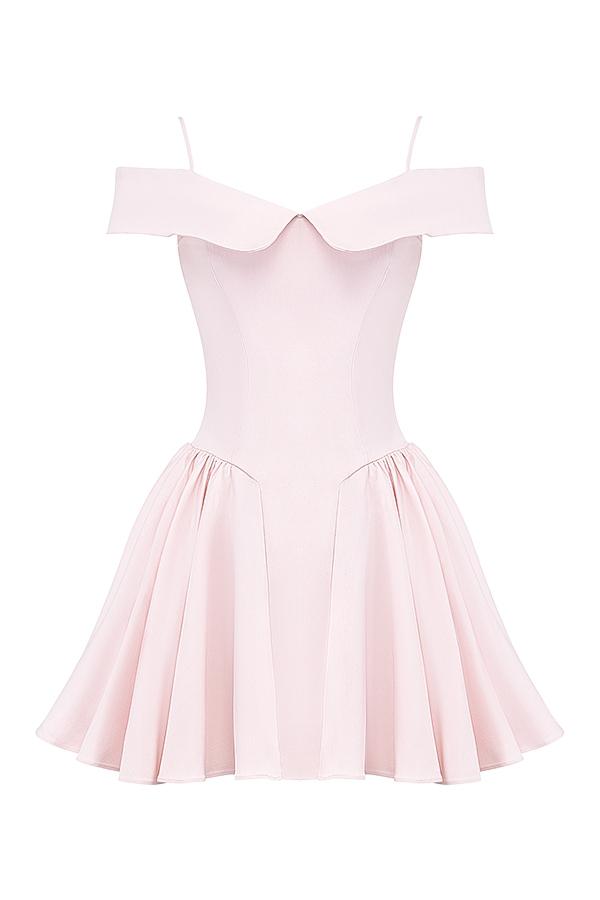 Elida  ballerina pink off shoulder mini dress - sale Product Image