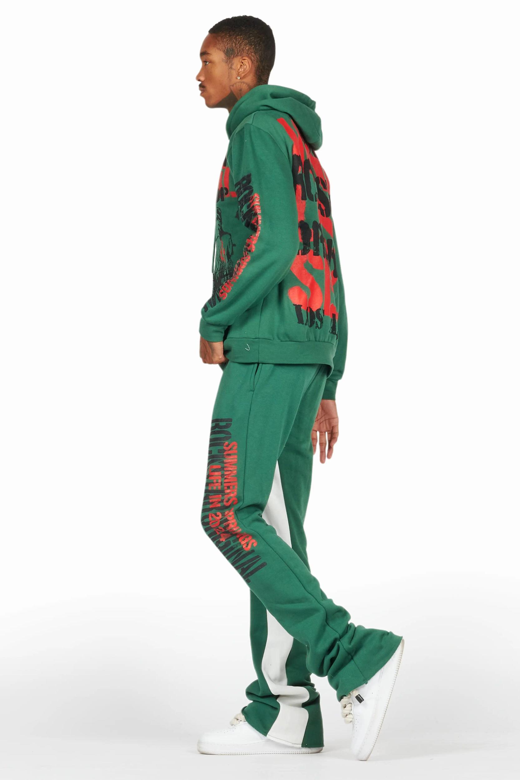 Omer Green Hoodie/Baggy Track Pant Set Male Product Image