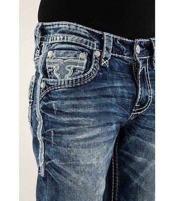 Rock Revival Maurice Inverted-Fleur-De-Lis Pocketed Straight Leg Jeans Product Image