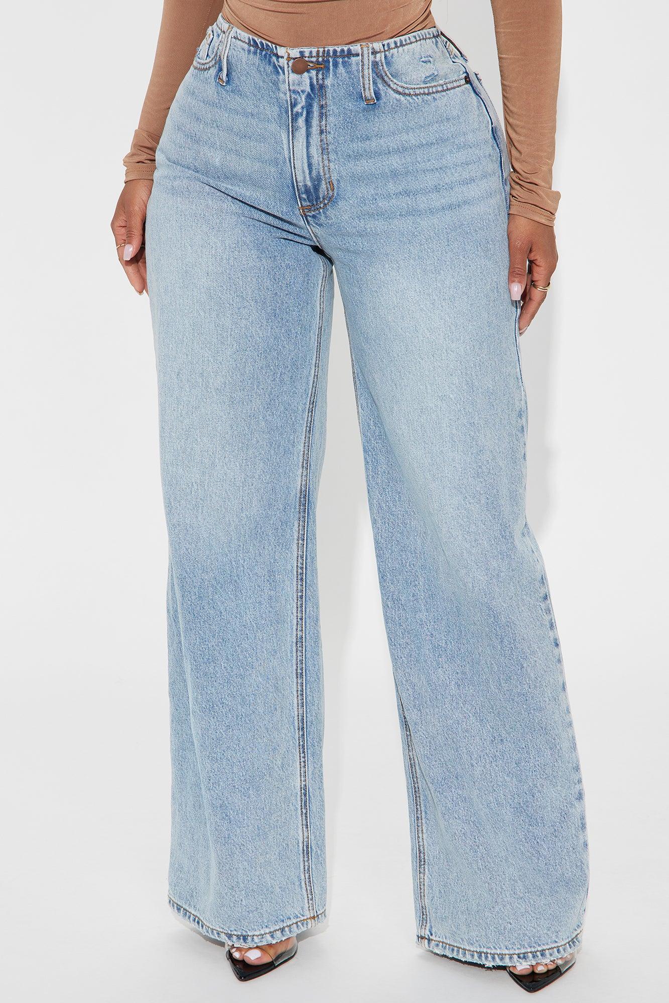 Emery Cut Off Waistband Straight Leg Jeans - Light Wash Product Image