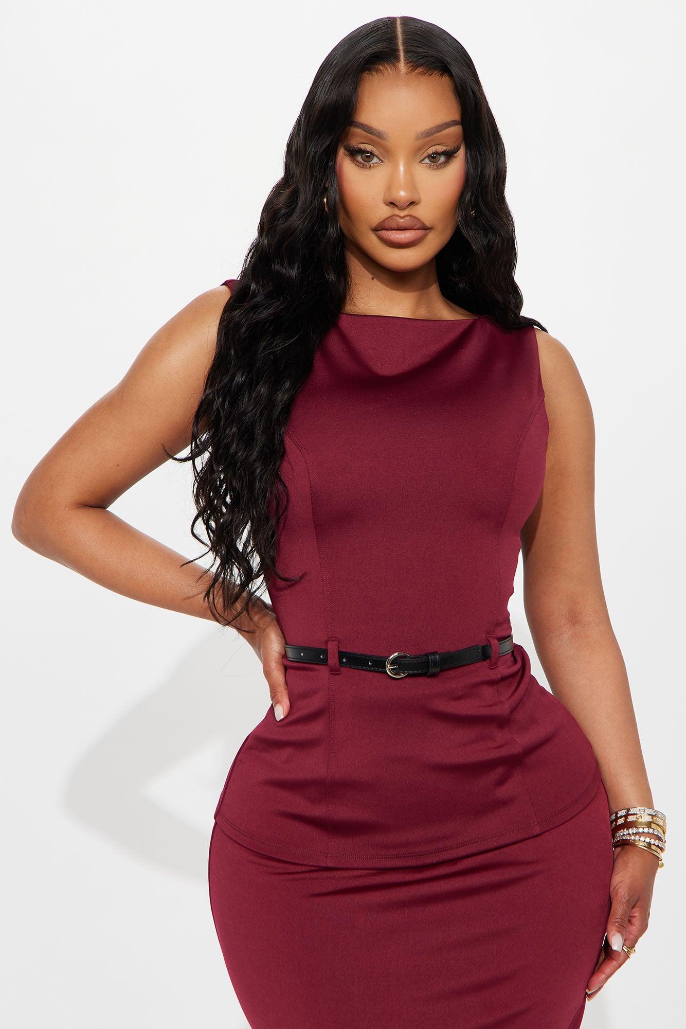 She Means Business Pencil Skirt Set - Wine Female Product Image