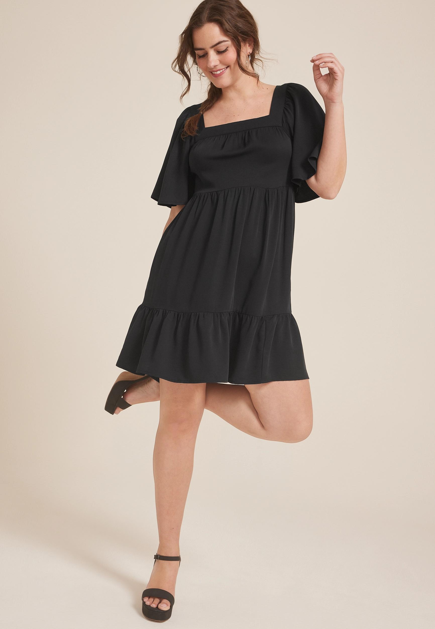 Maurices Womens Flutter Sleeve Babydoll Dress Product Image