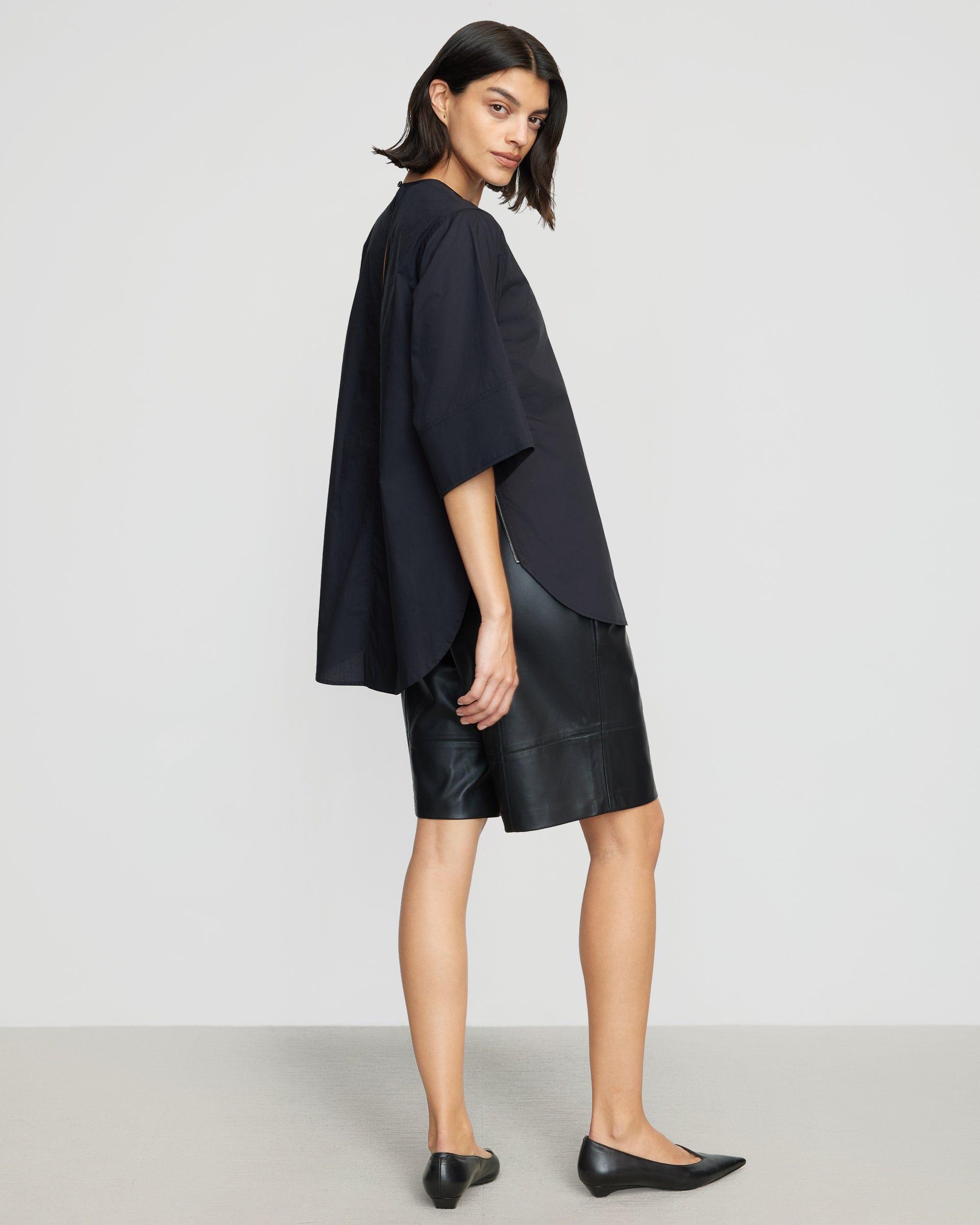 Catie Side-Zip Oversized Tulip-Hem Top Product Image