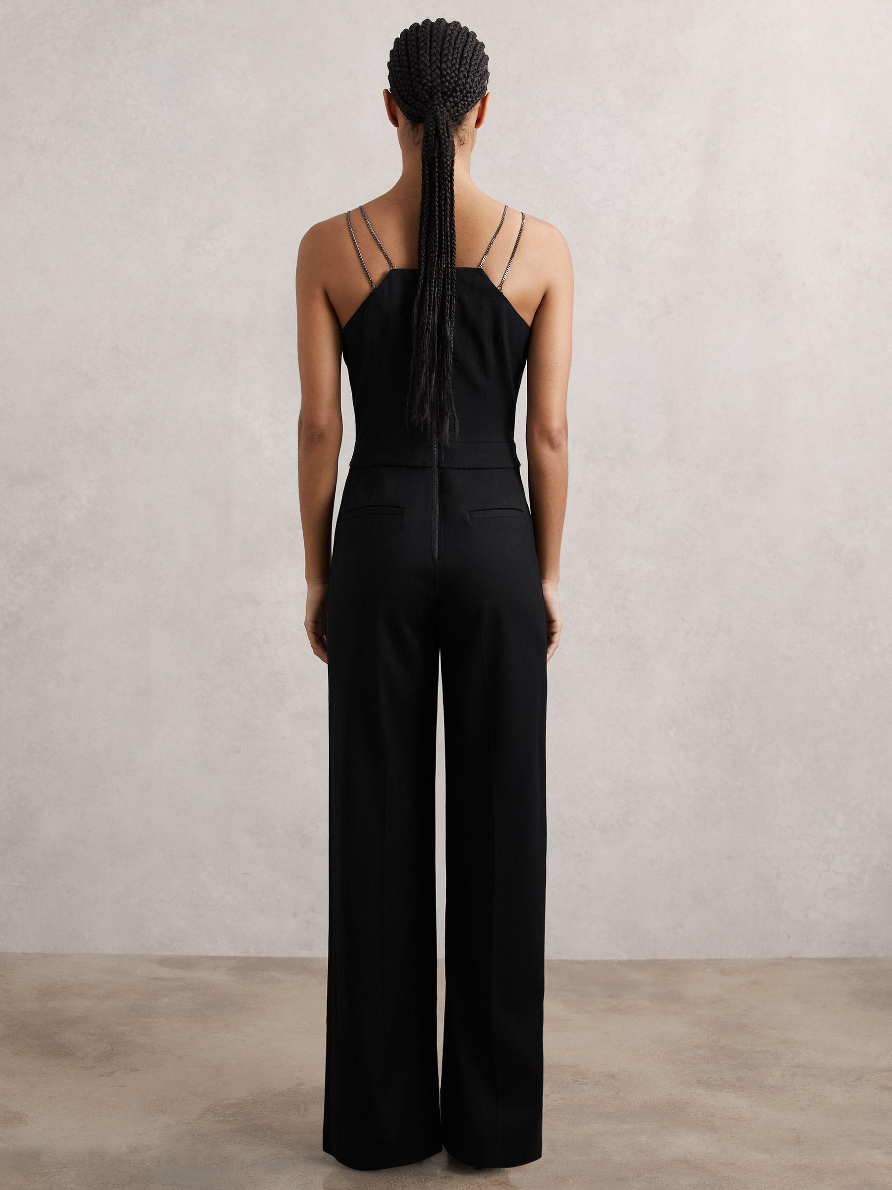 Chain-Strap Wide-Leg Jumpsuit in Black Product Image