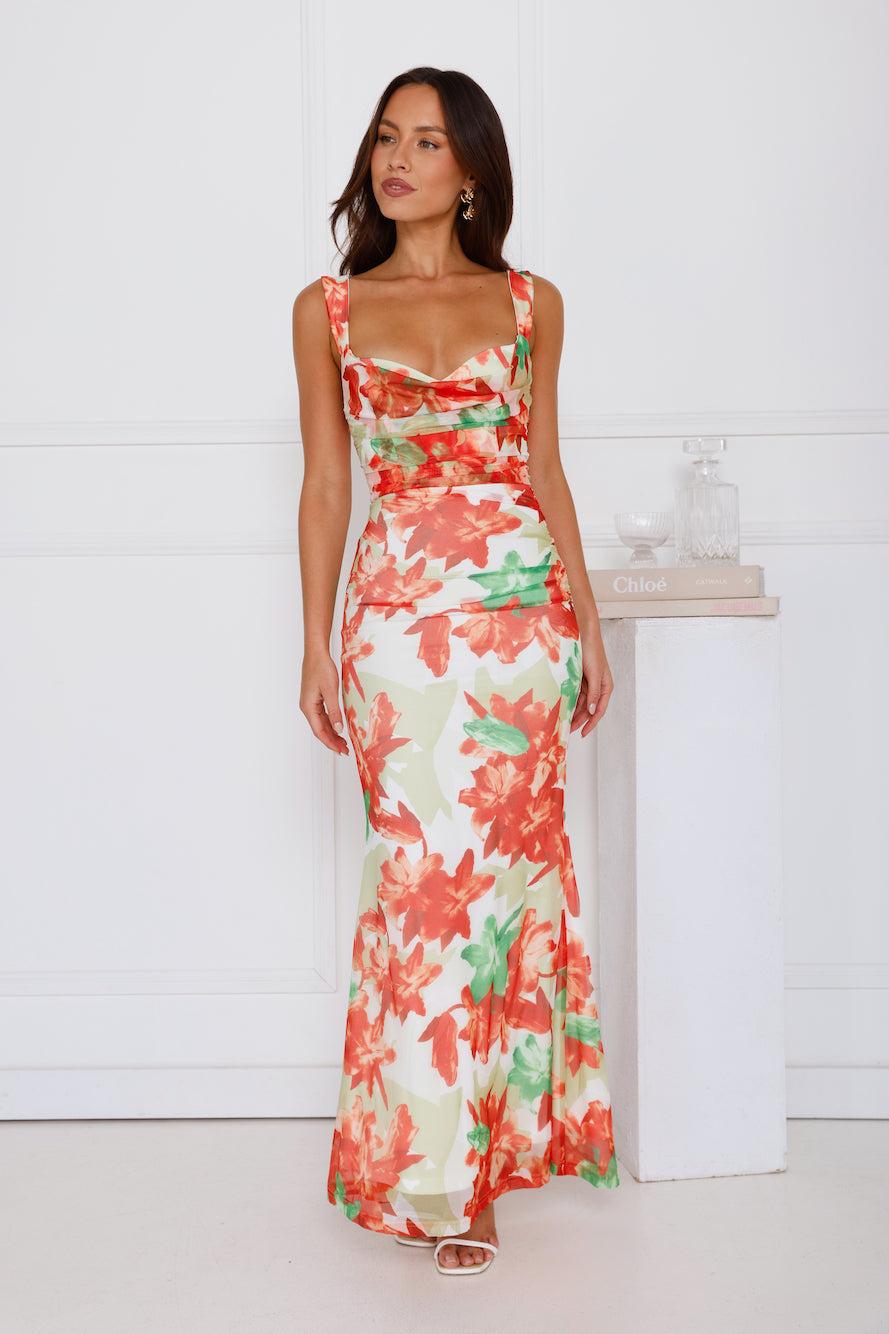 Paradise Breeze Mesh Maxi Dress Orange Product Image