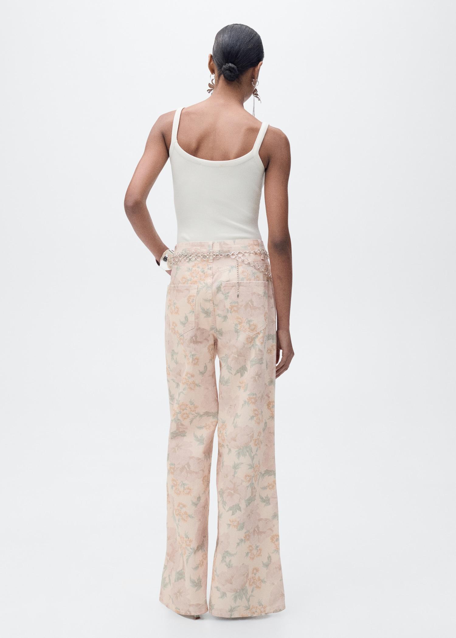 Floral-print wide leg jeans - Women | MANGO USA Product Image