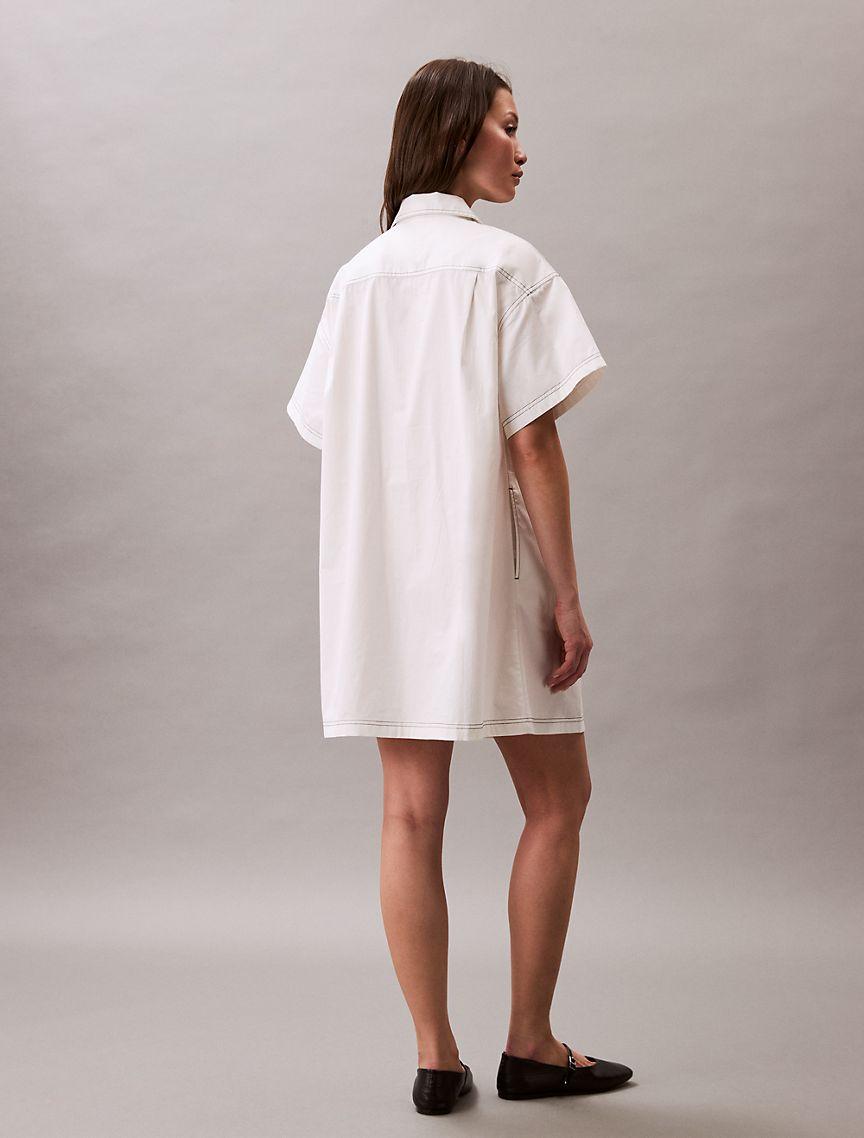 Calvin Klein Womens Cotton Twill Mini Shirt Dress - White Product Image