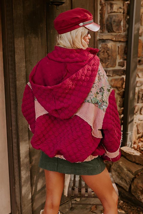 Cozy Couture Quilted Jacket in Sangria Product Image