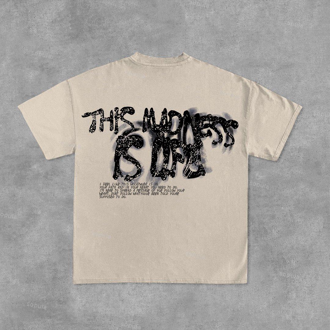 Vintage Madness Print Graphic Street Basketball T-Shirt Product Image