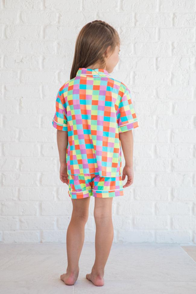 Kid's Good To Get Away In Glamour On The Grid Pajama Set FINAL SALE Product Image