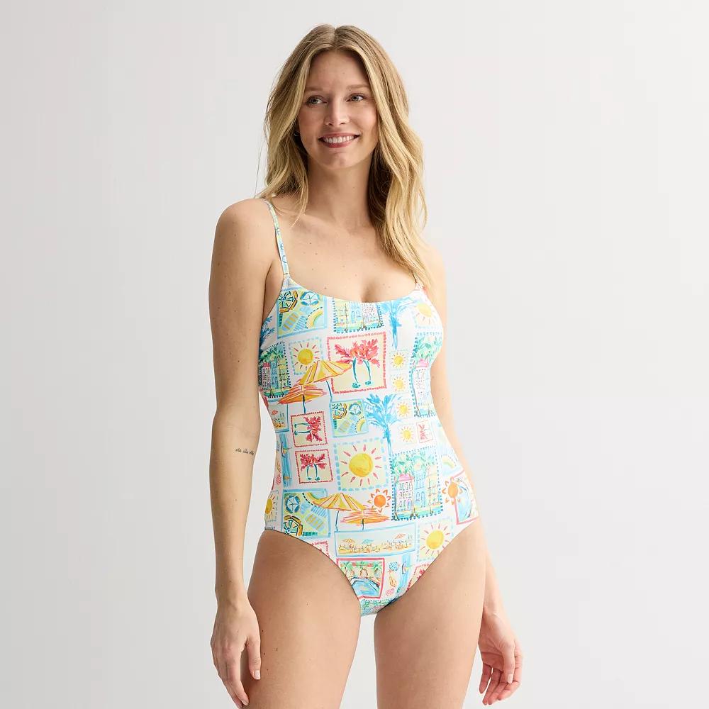 Women's Freshwater Lace Up Back Cami One-Piece Swimsuit,  Product Image