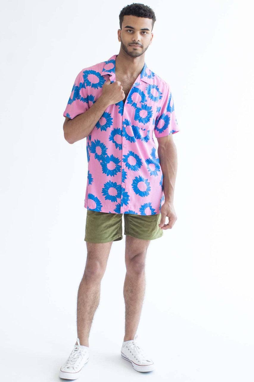 Pink & Blue Sunflower Hawaiian Shirt Product Image