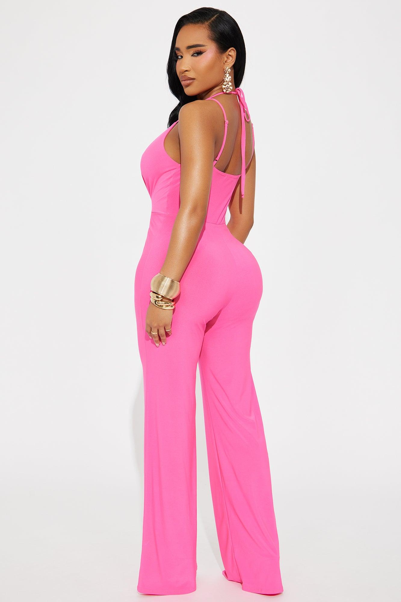 Chasing Horizons Wide Leg Jumpsuit - Neon Pink Product Image
