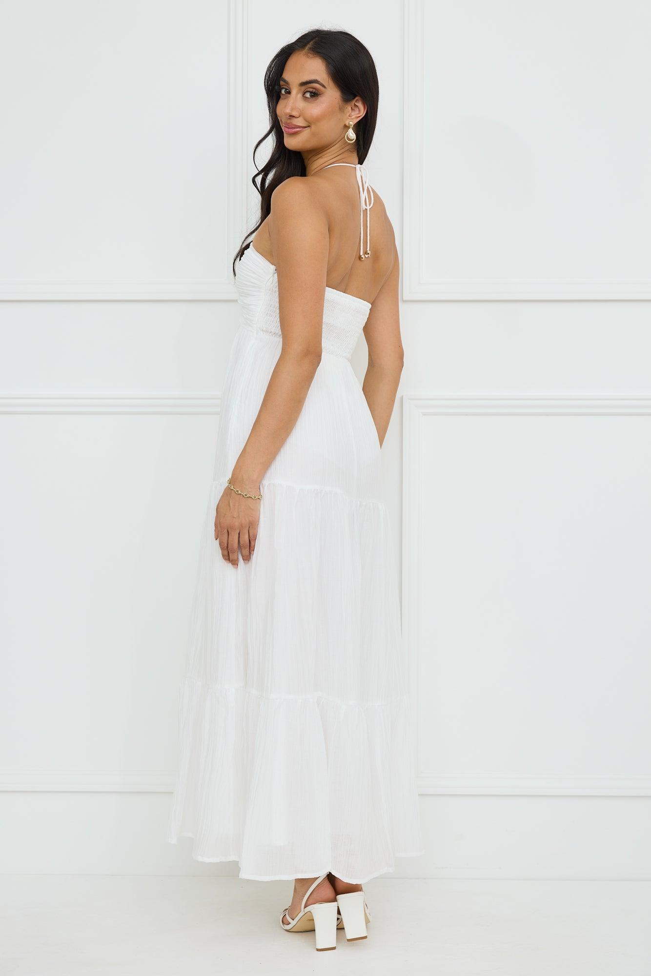 Sunshine Escape Halter Maxi Dress White Product Image