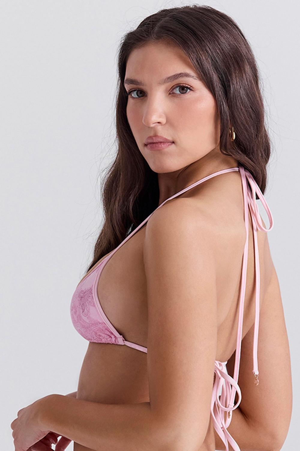 Bali  pink paisley triangle bikini top Product Image