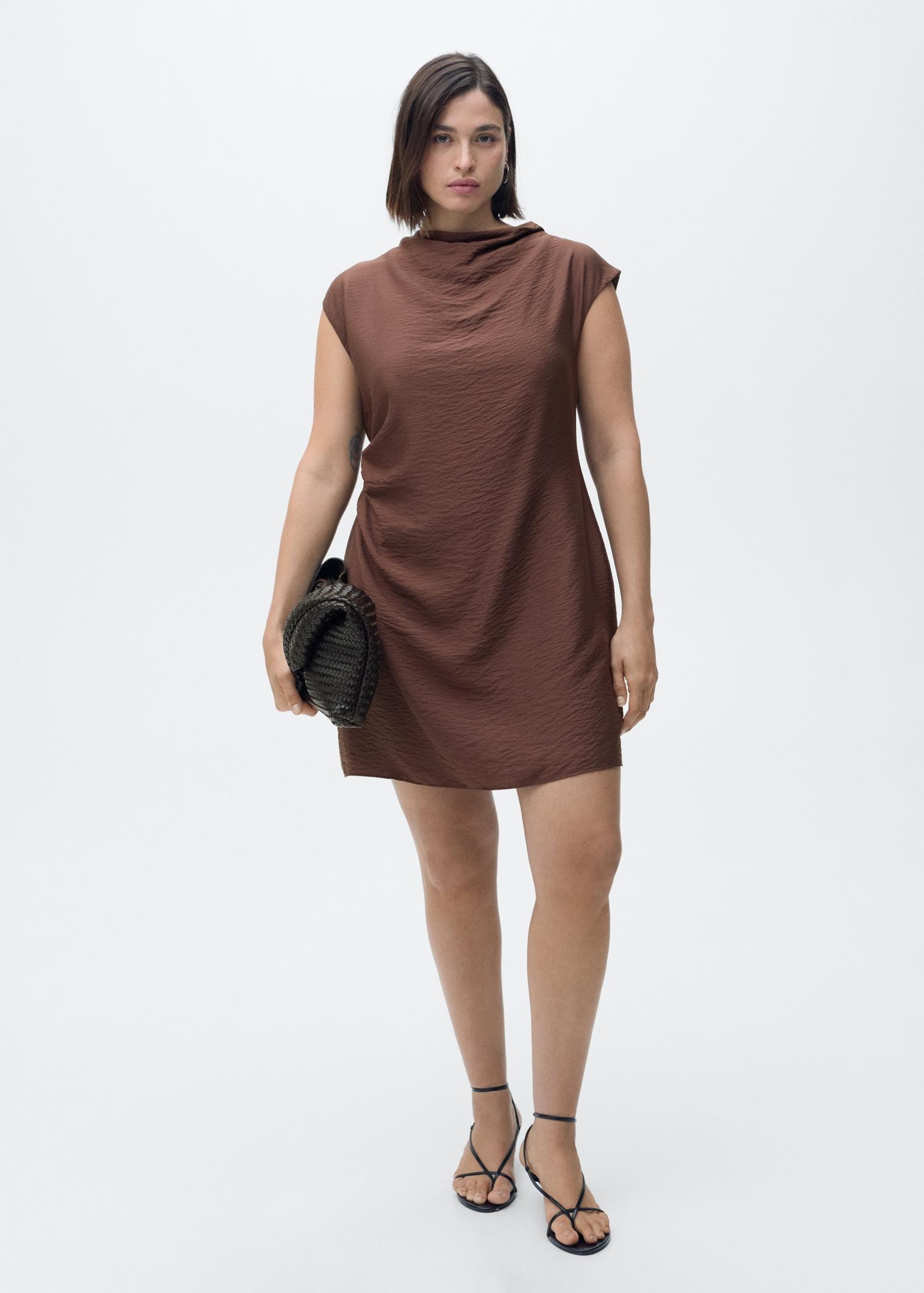 Draped textured dress - Women | MANGO USA Product Image