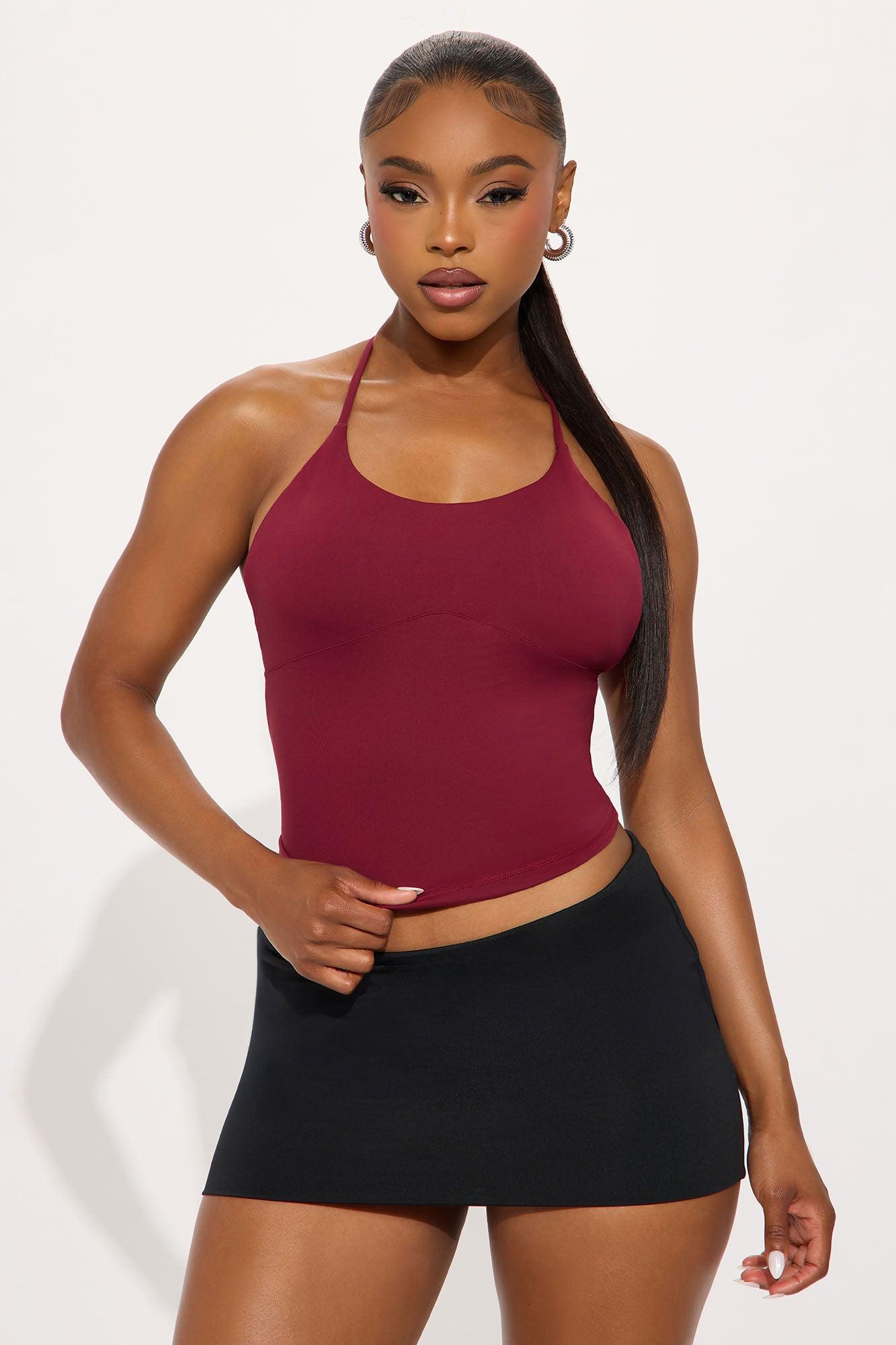 Second Skin Double Lined Cut Out Halter Top - Wine Female Product Image