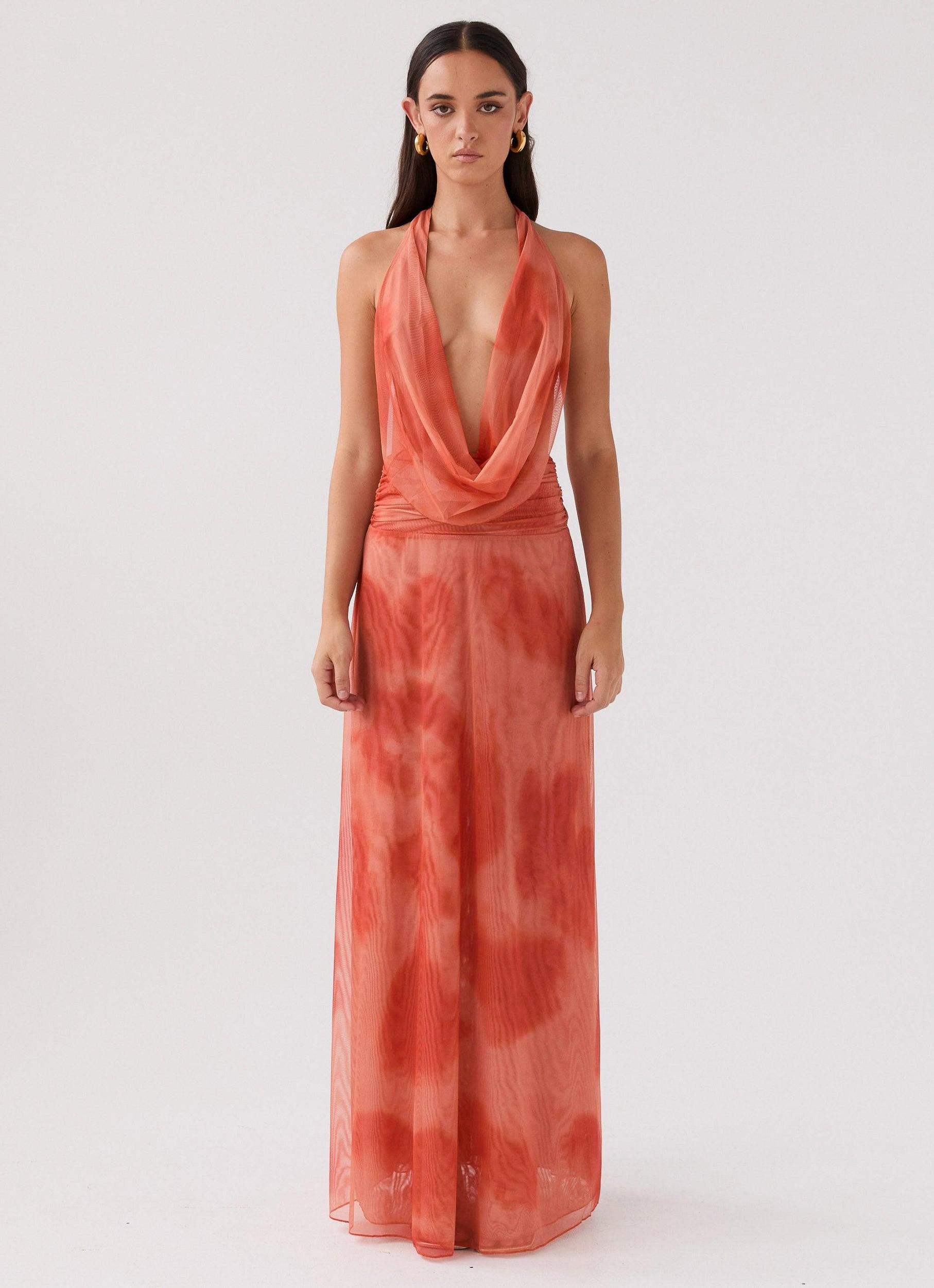 Elysia Chiffon Maxi Dress - Fiery Fusion Product Image