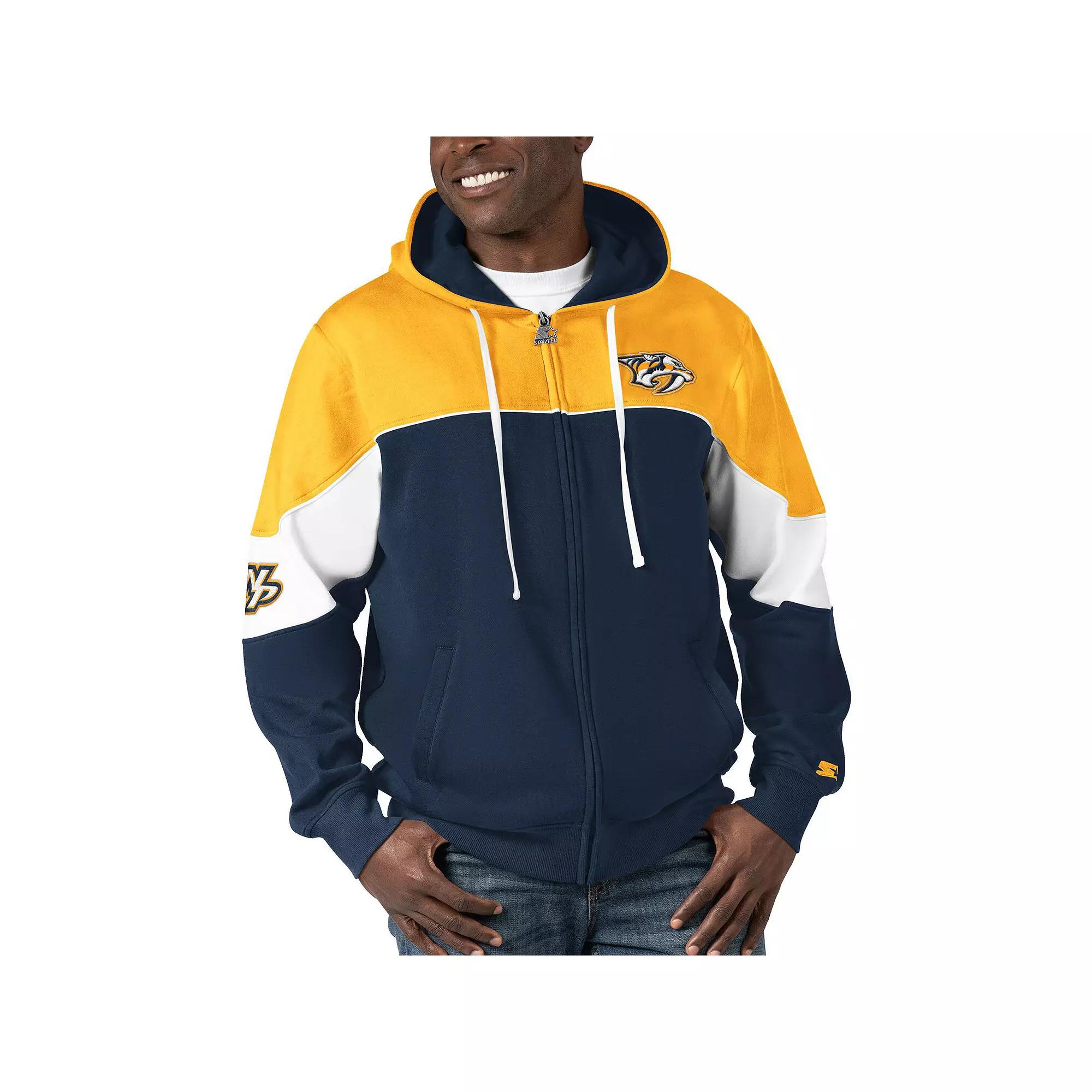 Men's Starter  Black/Gold Boston Bruins Power Forward Full-Zip Hoodie, Size: Small Product Image