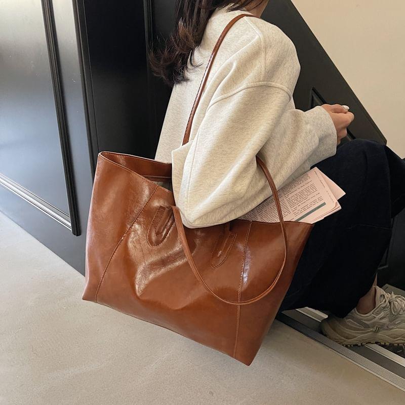 Faux Leather Tote Bag Product Image