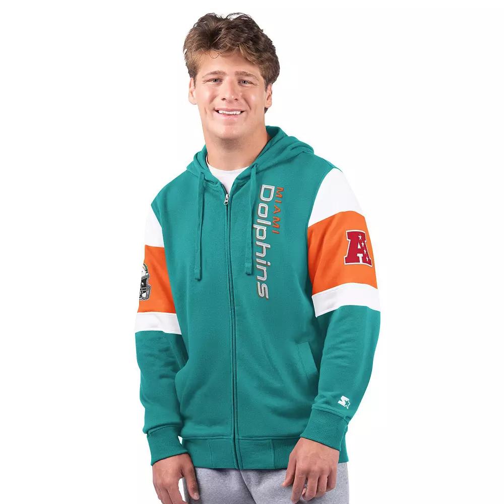 Men's Starter Aqua Miami Dolphins Extreme Full-Zip Hoodie, Size: 4XL, Turquoise A Product Image
