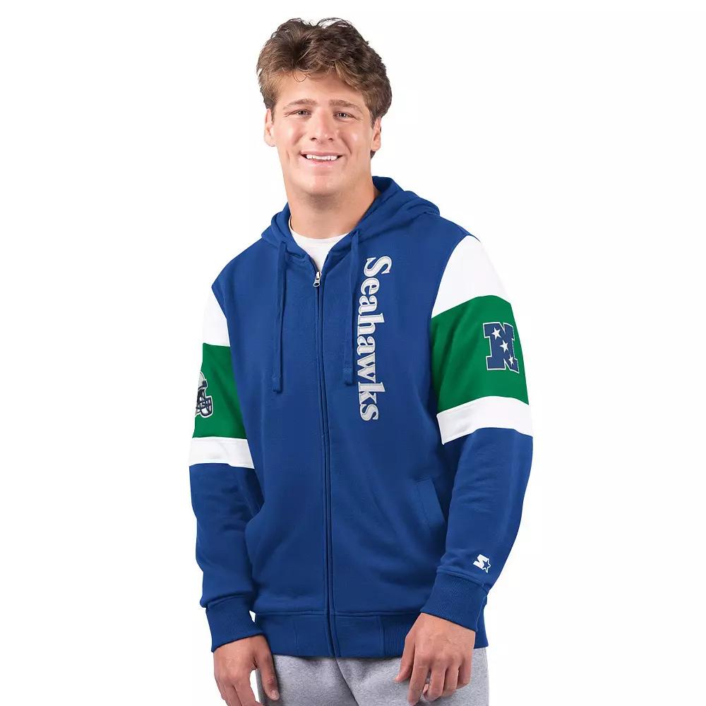 Men's Starter Royal Seattle Seahawks Extreme Vintage Logo Full-Zip Hoodie,  Product Image