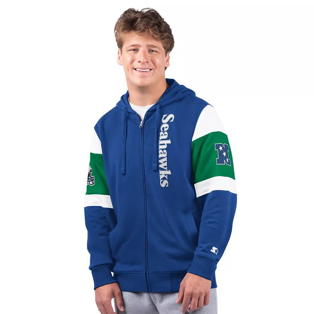 Men's Starter Royal Seattle Seahawks Extreme Vintage Logo Full-Zip Hoodie,  Product Image