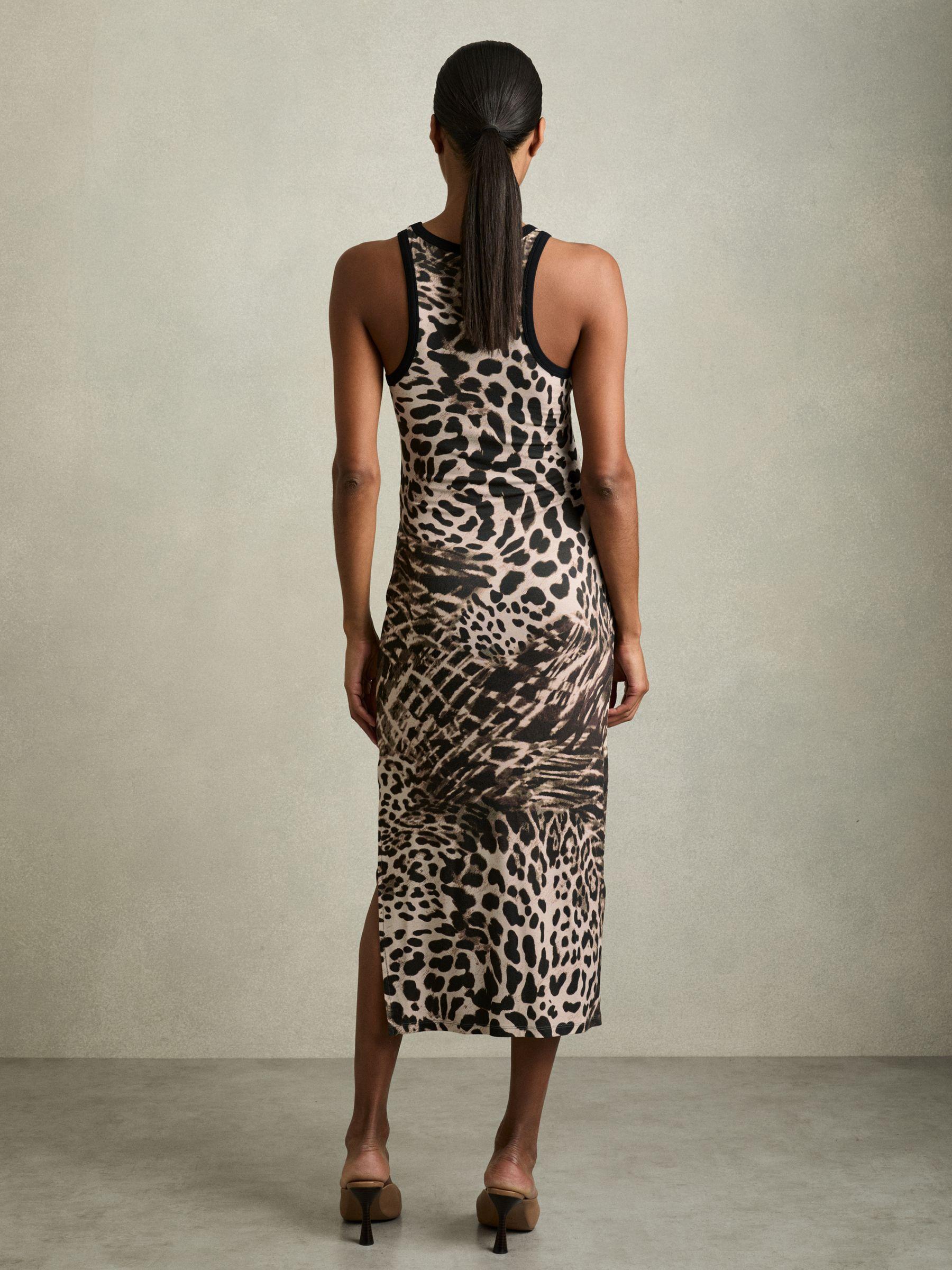 Leopard-Print Jersey Bodycon Dress in Neutral Product Image