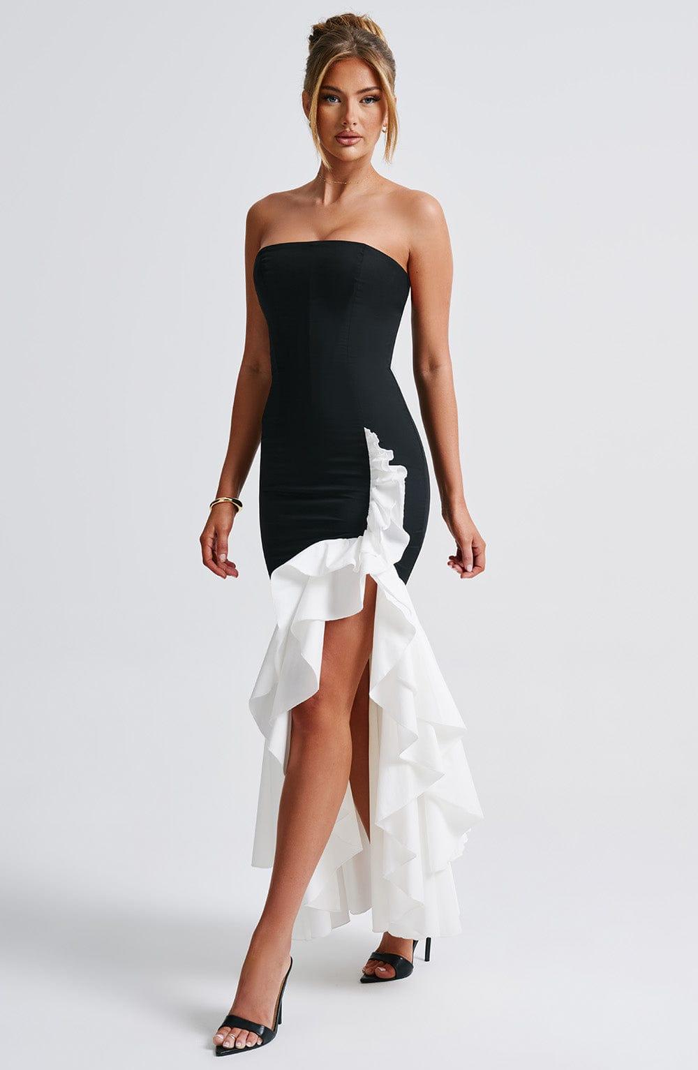 Angelina Maxi Dress - Black/White Product Image
